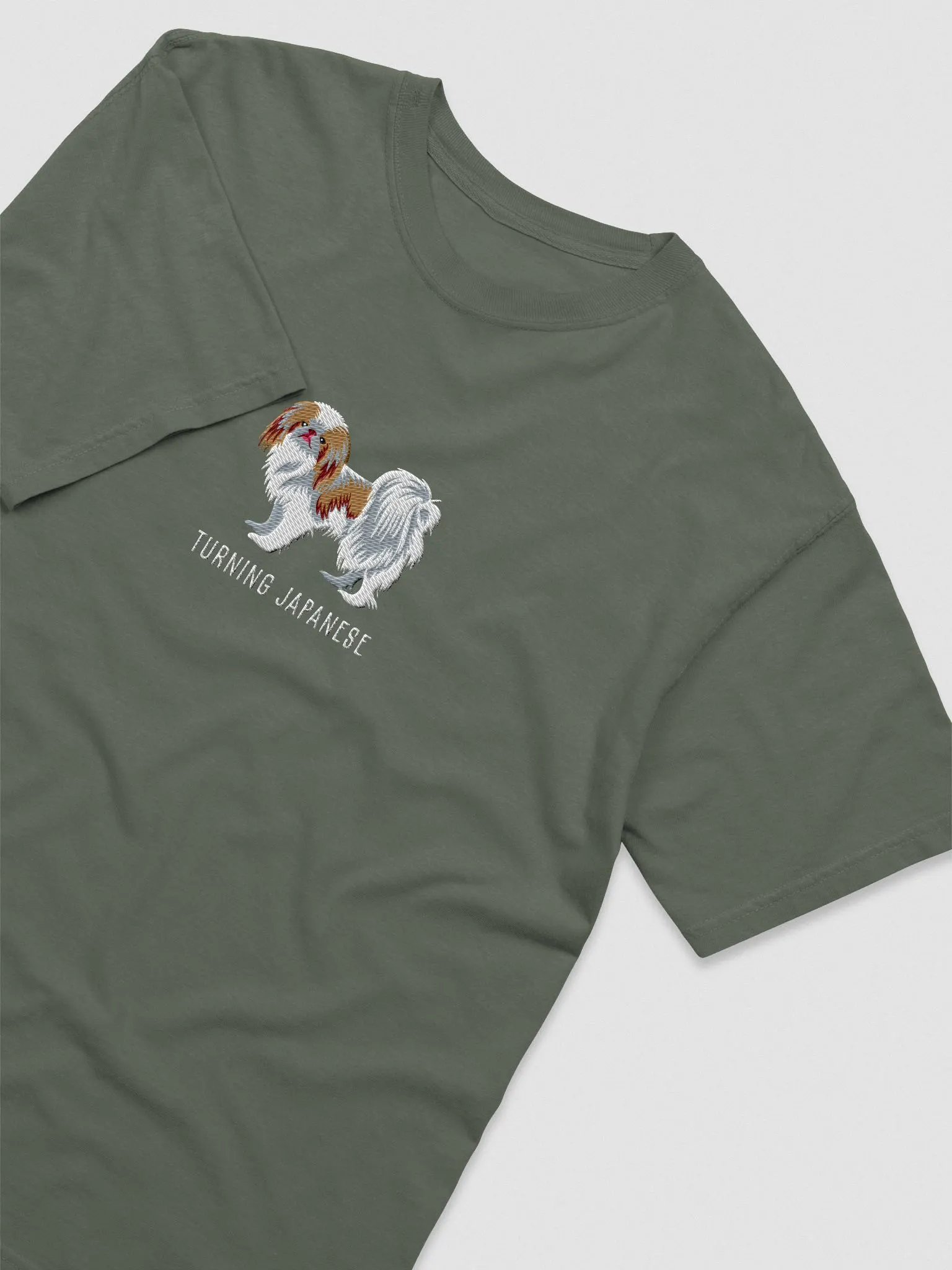 Turning Japanese T-Shirt(Embroidered) of a Japanese Chin(Brown) product image (6)