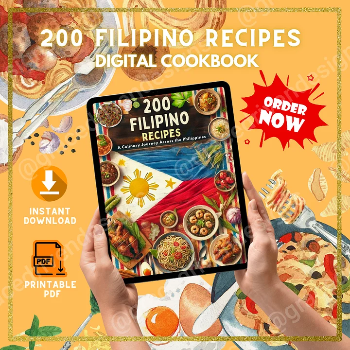 200 Filipino Recipes eBook | Regional Filipino Cuisine | Digital Cookbook | Printable PDF Download + Freebies product image (1)
