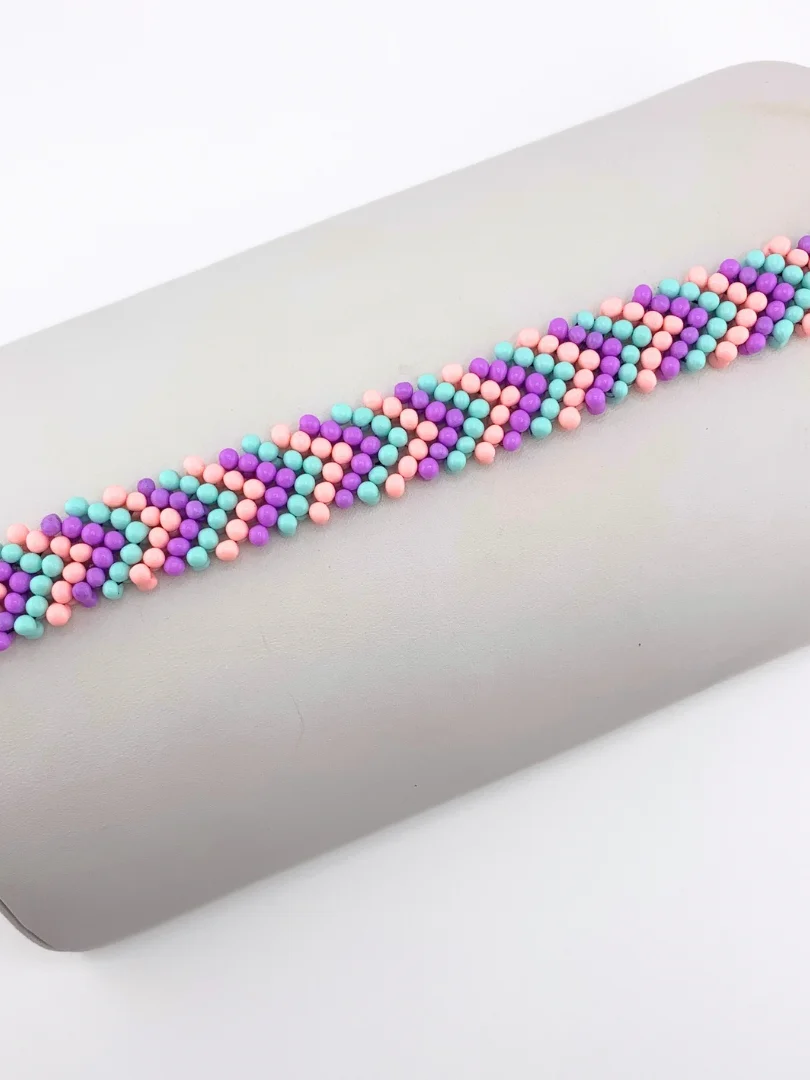 Chevron Peanut Bead Bracelet - Purple/Mint product image (3)