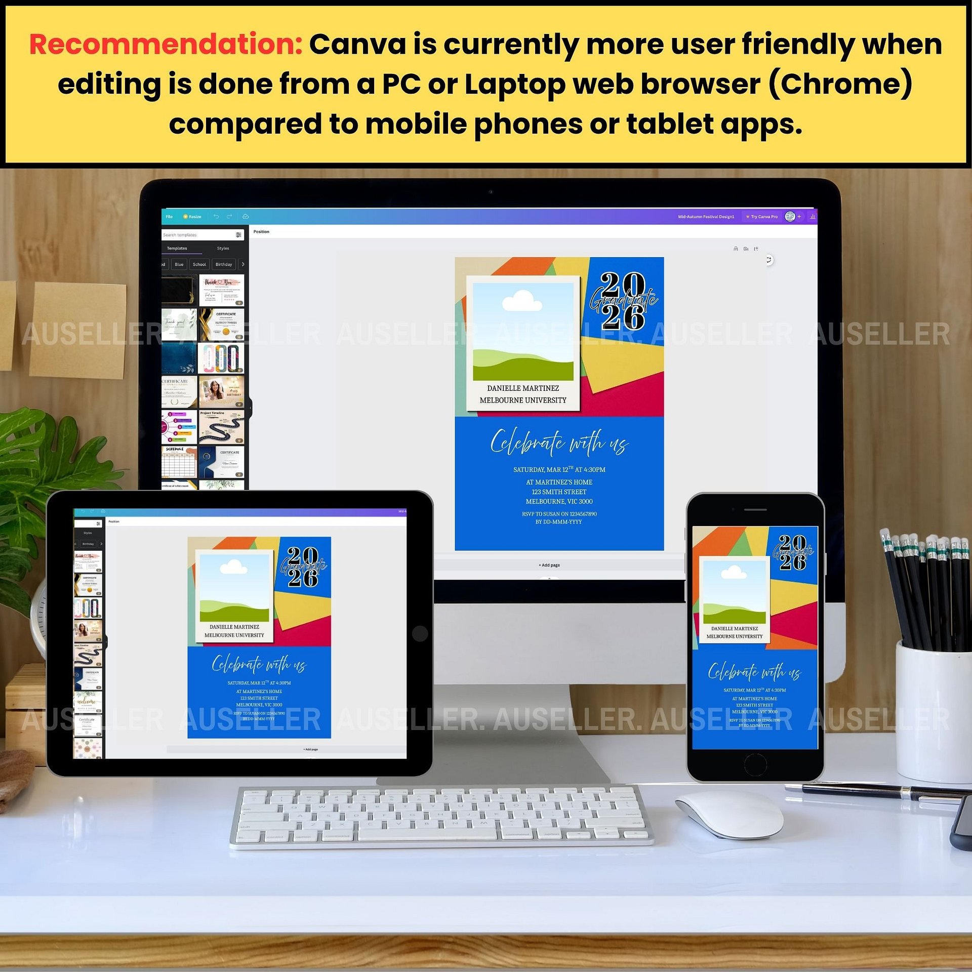 Colourful Graduation Invitation Template 2026 Editable Canva product image (3)