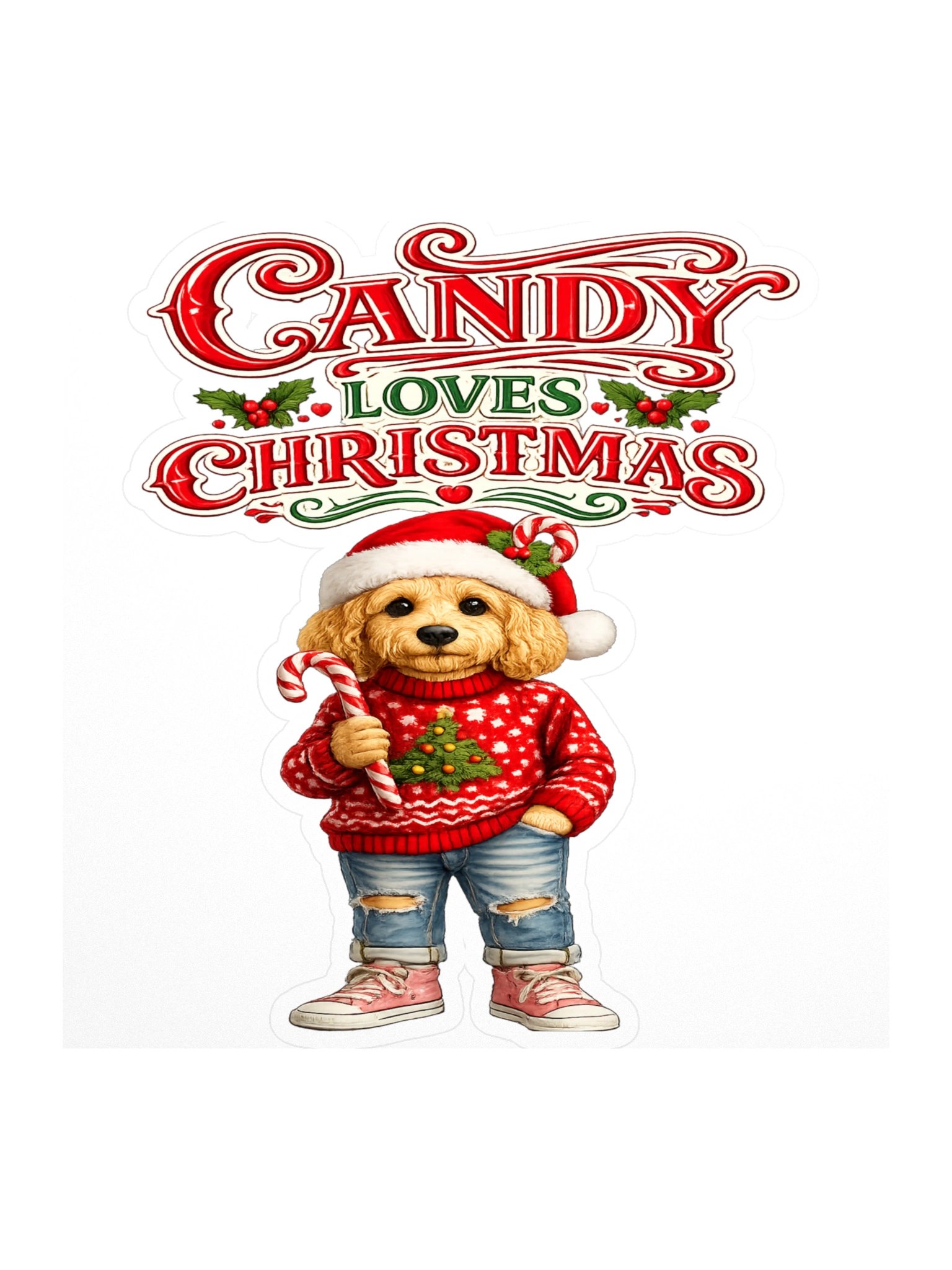 Candy Loves Christmas Dog Sticker product image (1)