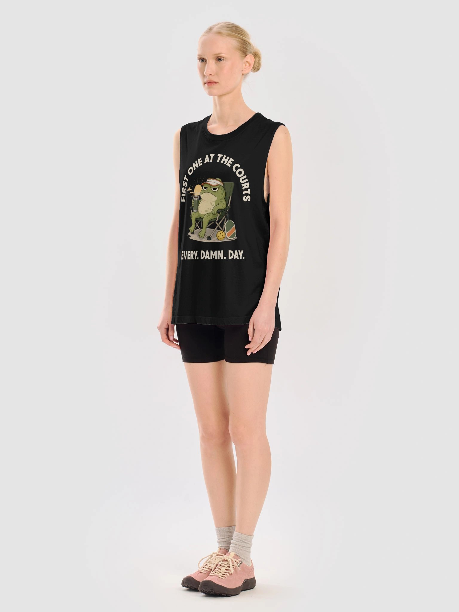 First One at the Courts Pickleball Tank Top Gift for Players product image (3)