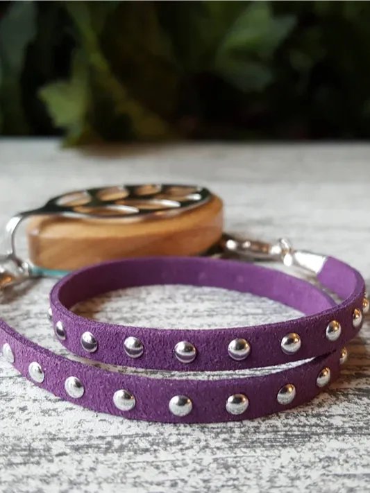 Plum Faux Suede Stud Wrap Bracelet | Handmade Accessory for Bellabeat Leaf Urban & Ivy product image (1)