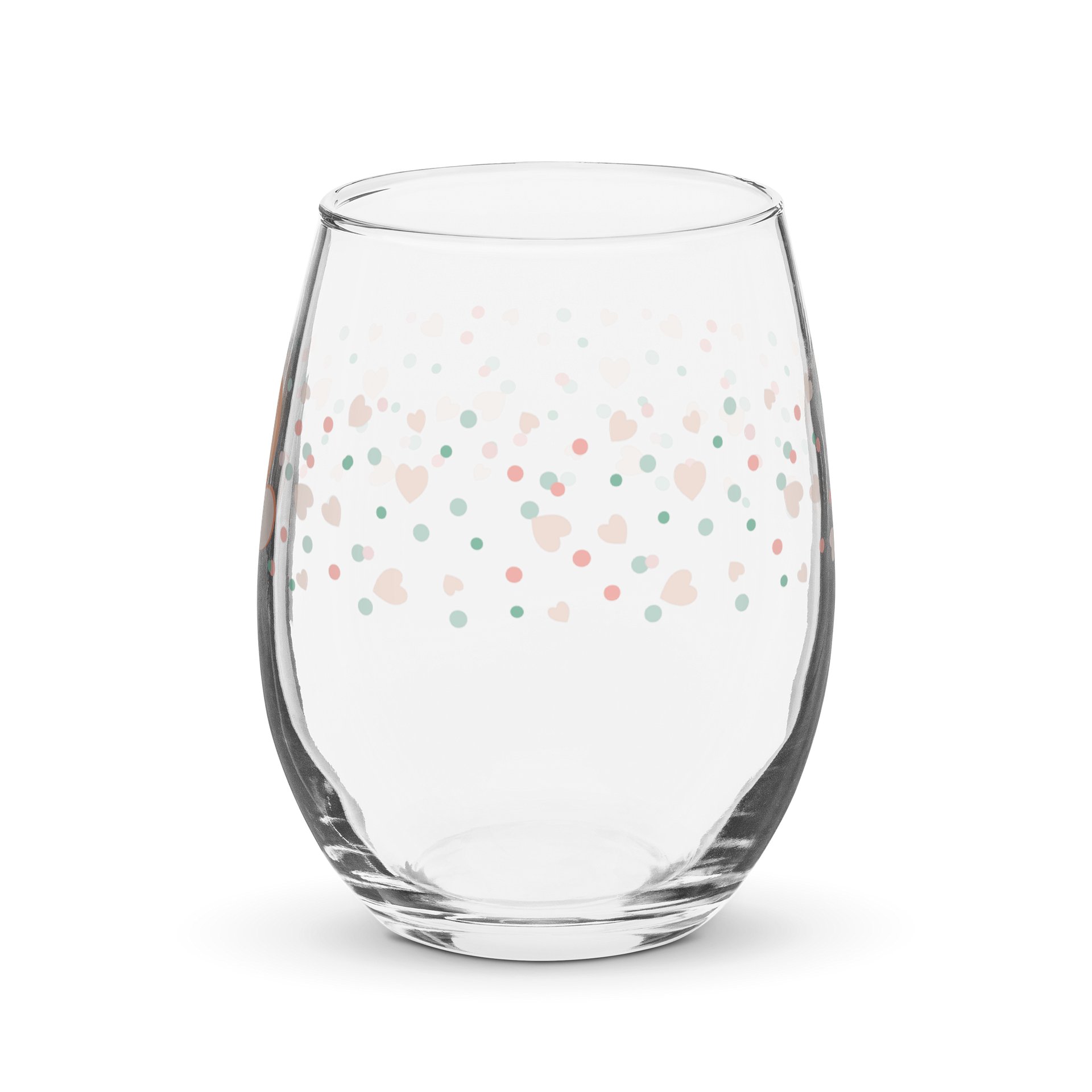 Peachy Hearts and Dots Wine Glass - Peach Fuzz product image (3)