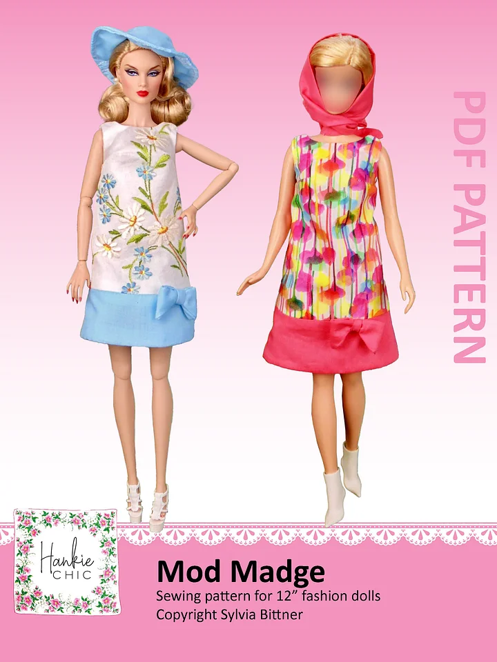 Mod Madge sewing pattern for 12" fashion dolls product image (1)