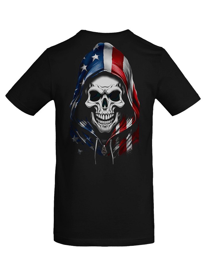 Patriotic Skull Hood - On The Back Tee product image (2)