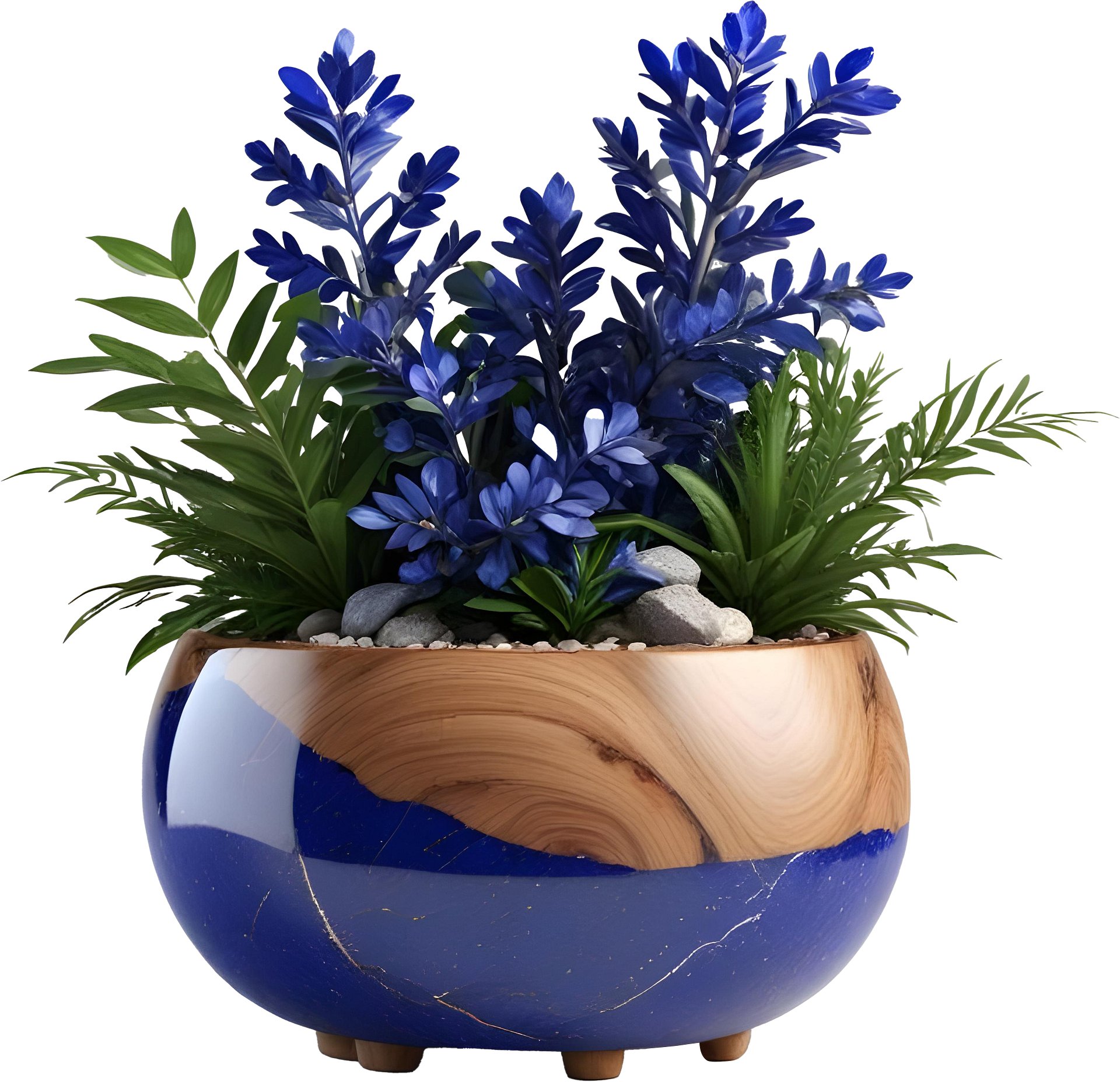 Wood & Lapis Elegance – Vase PNG for scene creator product image (1)