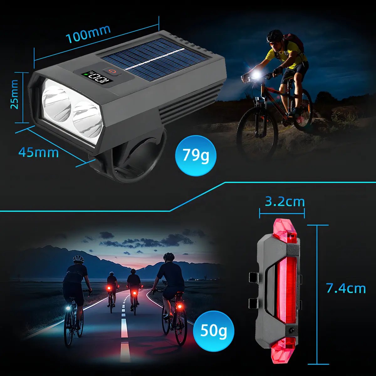 Luces Solares Led Accesorio Para Bicicletas Baterias Recargables product image (9)