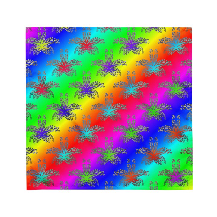 Neon Rainbow Reefer Rave Bandana, Queer Pride Cannabis Leaf Art Fashion Accessory product image (1)