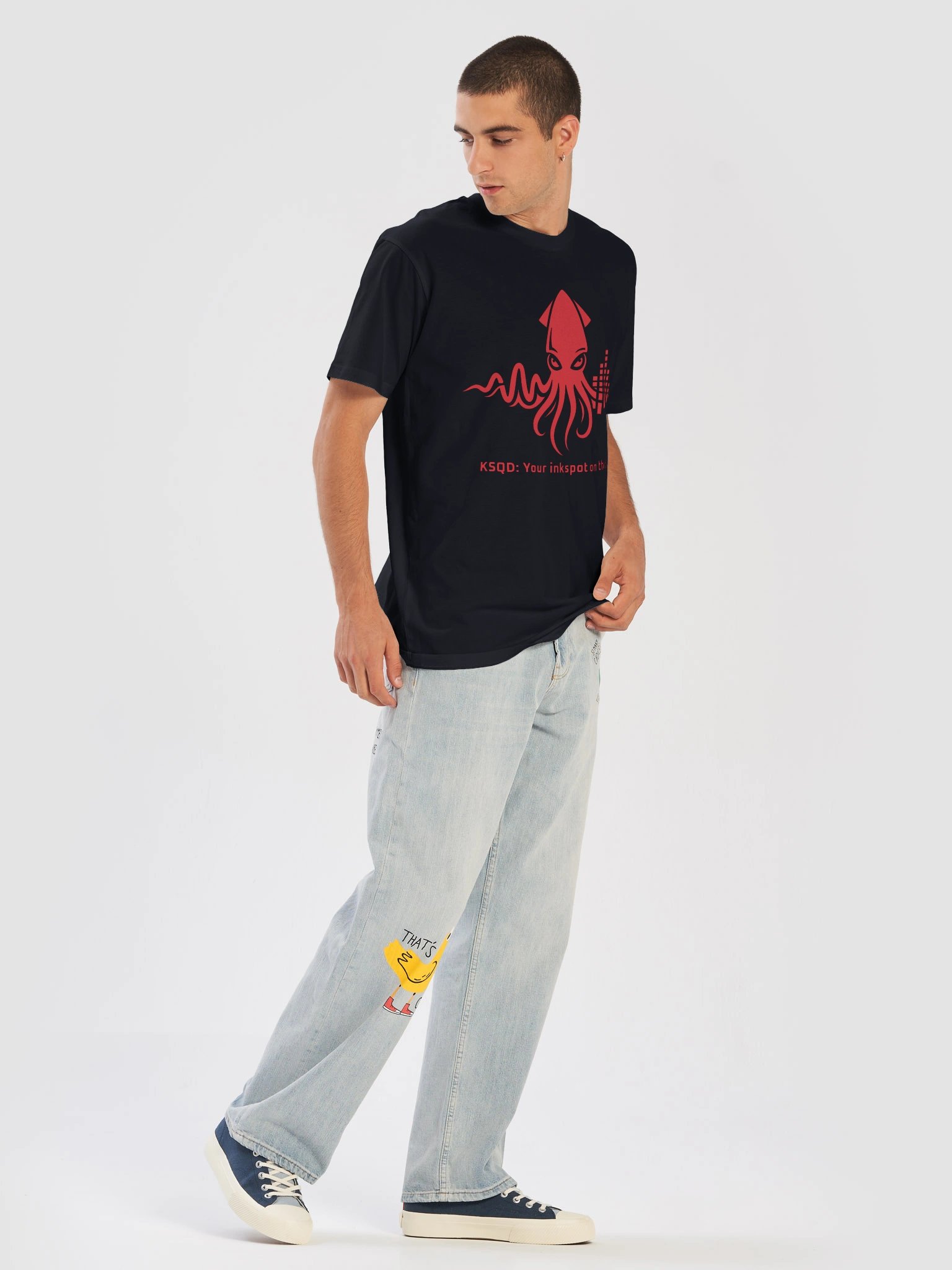 KSQD “Soundwave Squid” Premium Crew Neck Tee (Red Squid) product image (1)