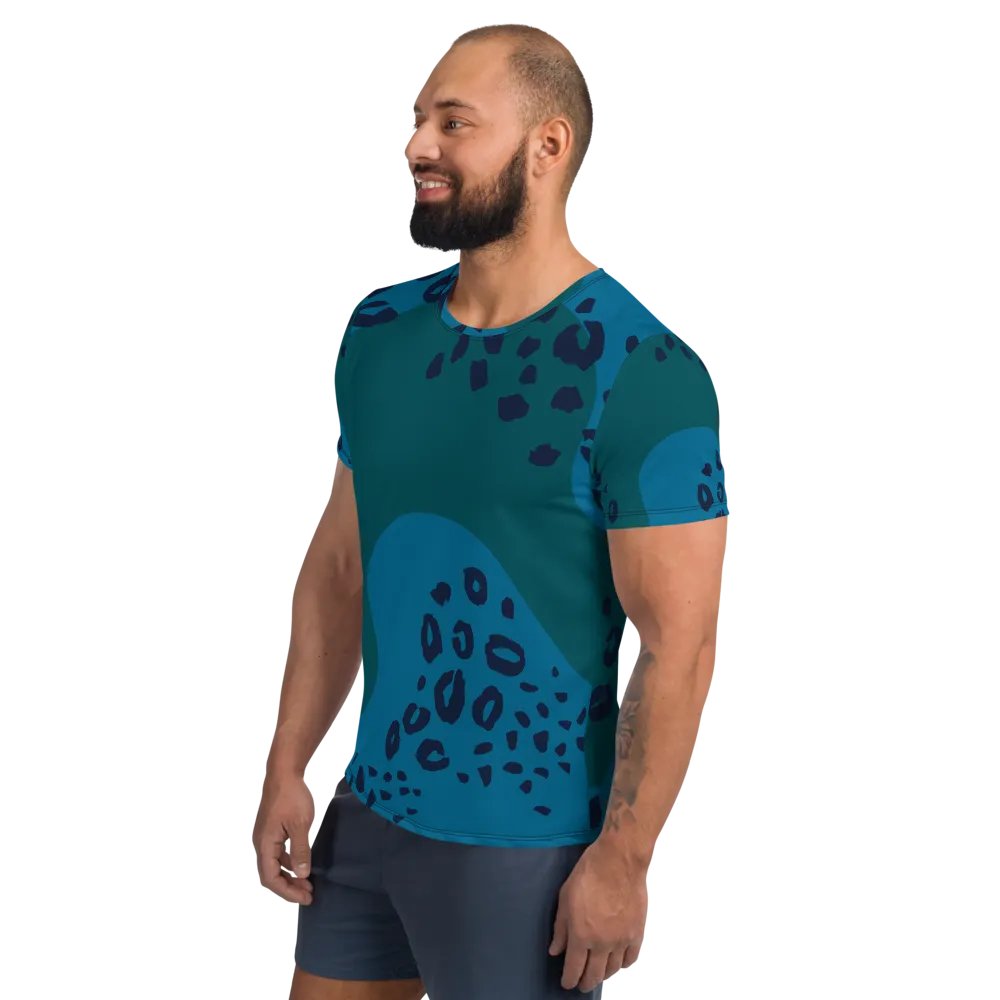 Stylish Blue Animal Print Athletic Tee product image (3)