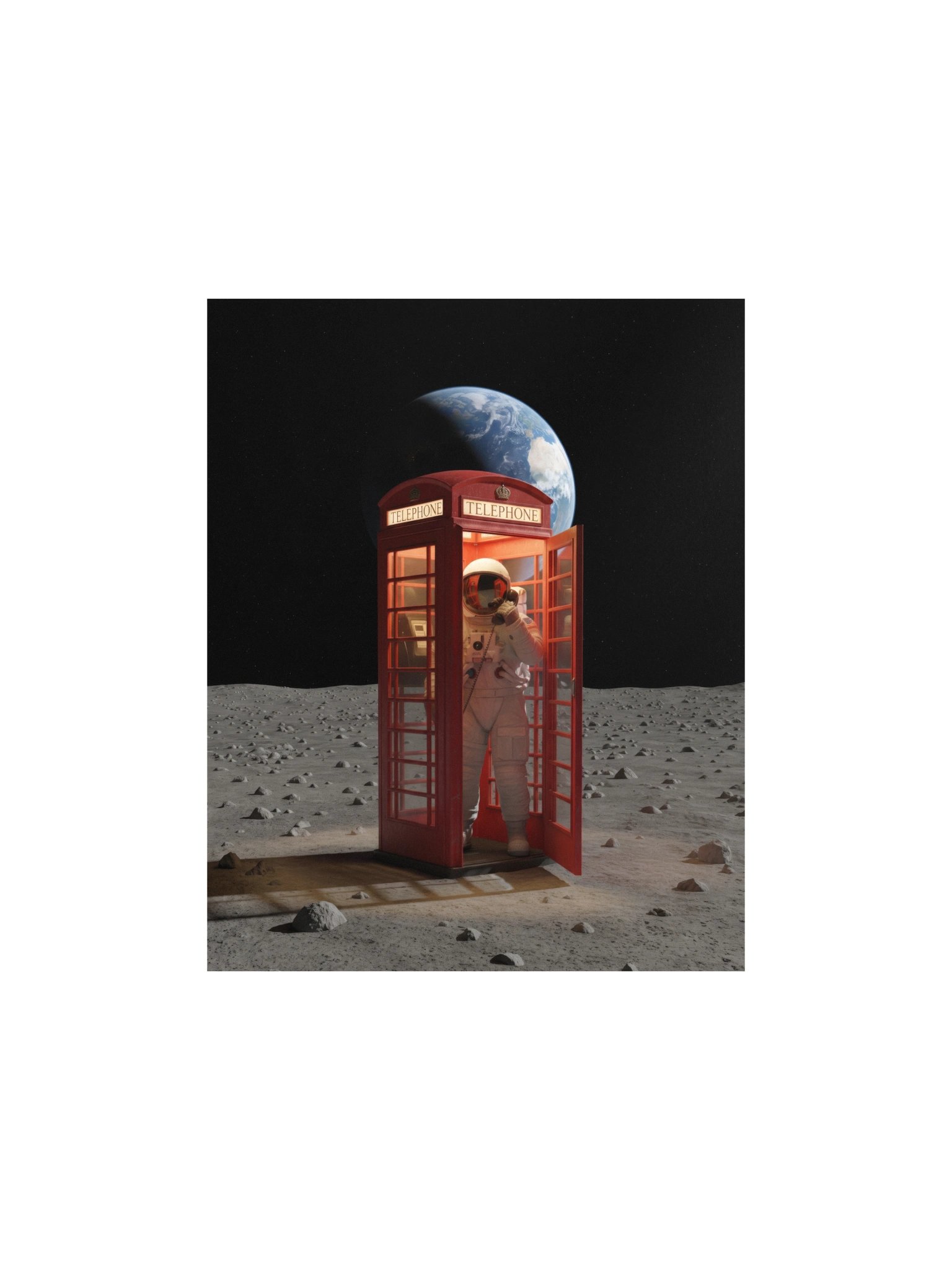 Red Telephone Box on the Moon Dreamcore Matte Poster product image (3)