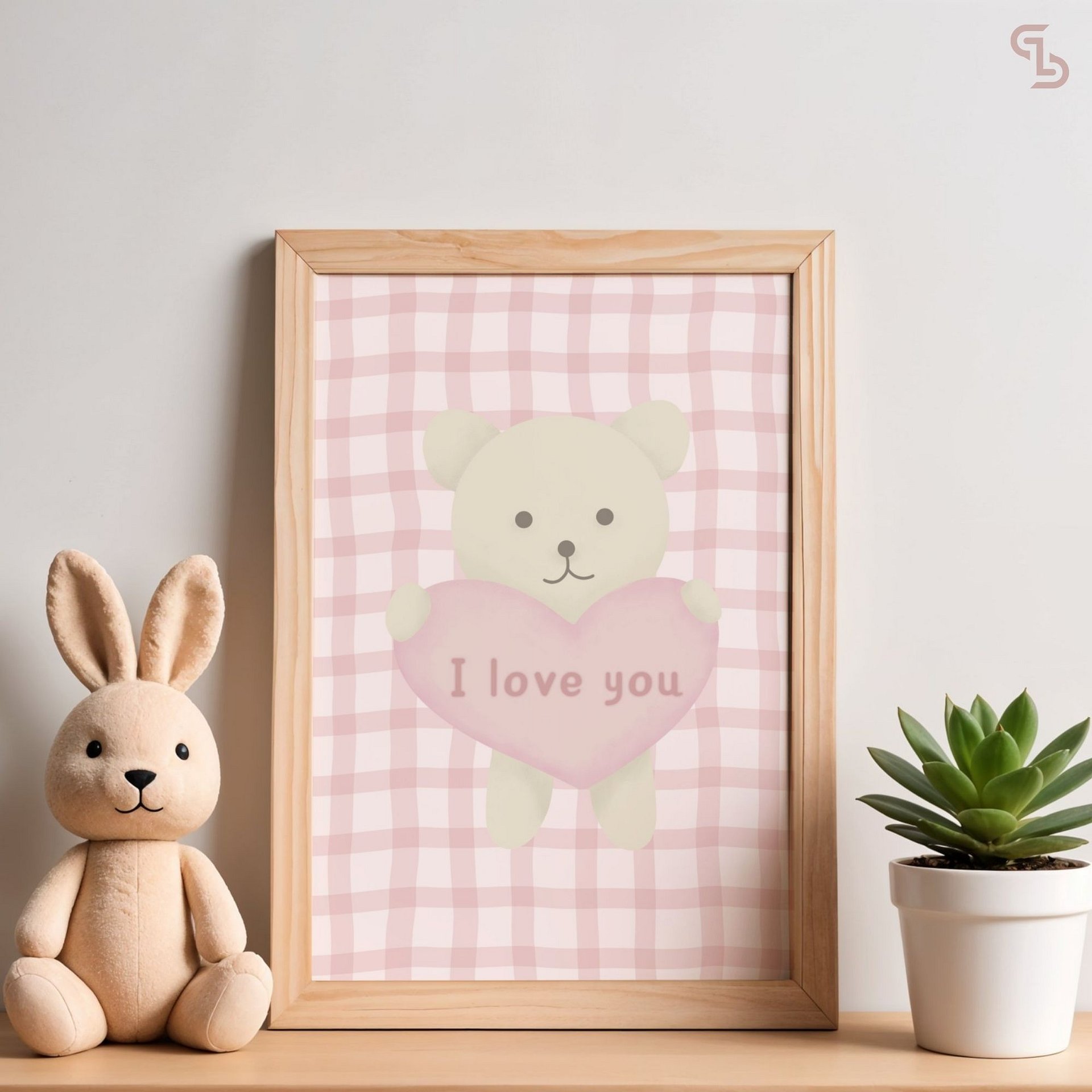 I LOVE YOU Pink Heart Digital Wall Art Printable, Wall Art For Living Room, Bathroom Wall Art, Modern Wall Art product image (1)