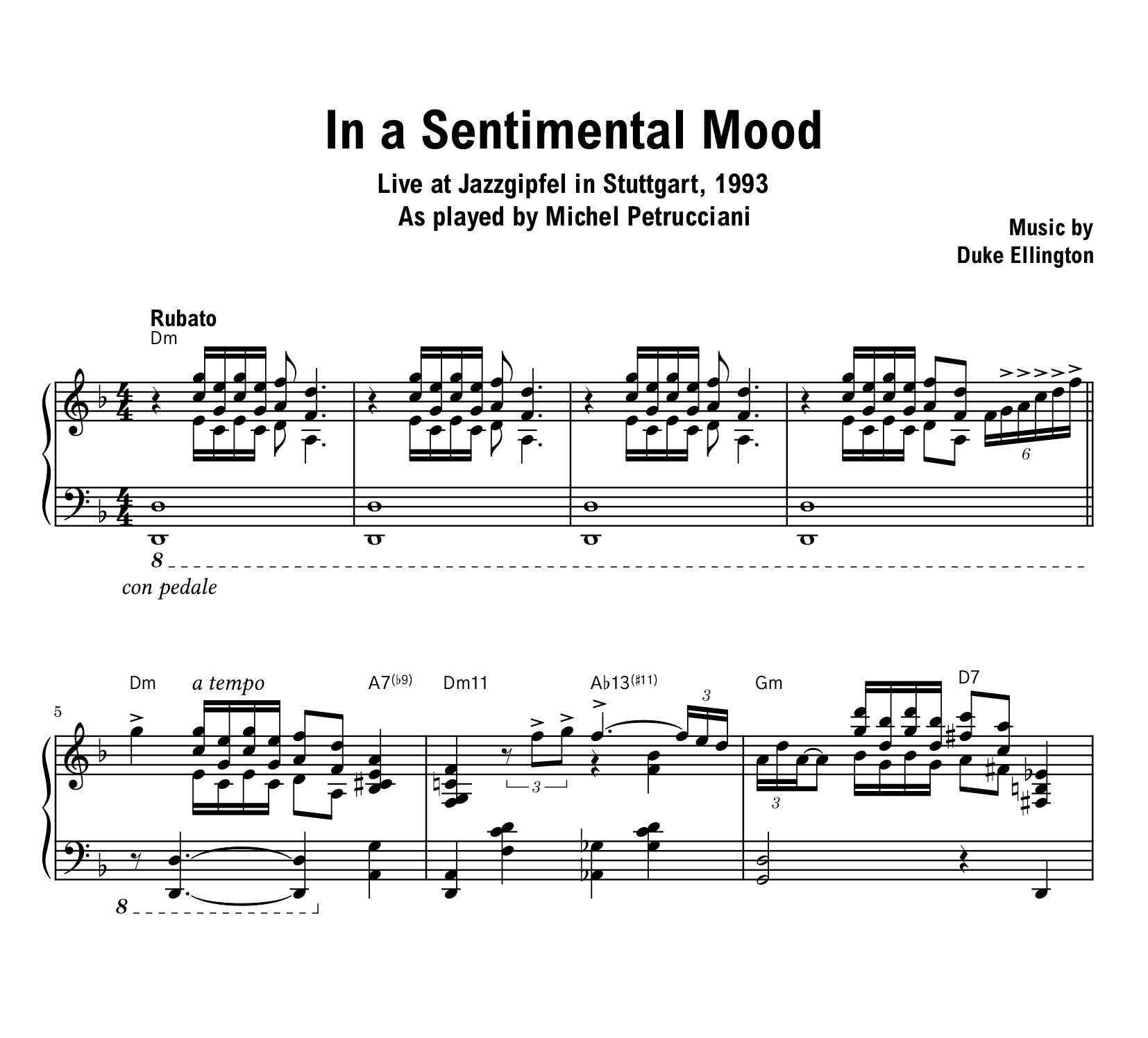 Michel Petrucciani - In A Sentimental Mood (Stuttgart) - Sheet music (PDF) product image (1)