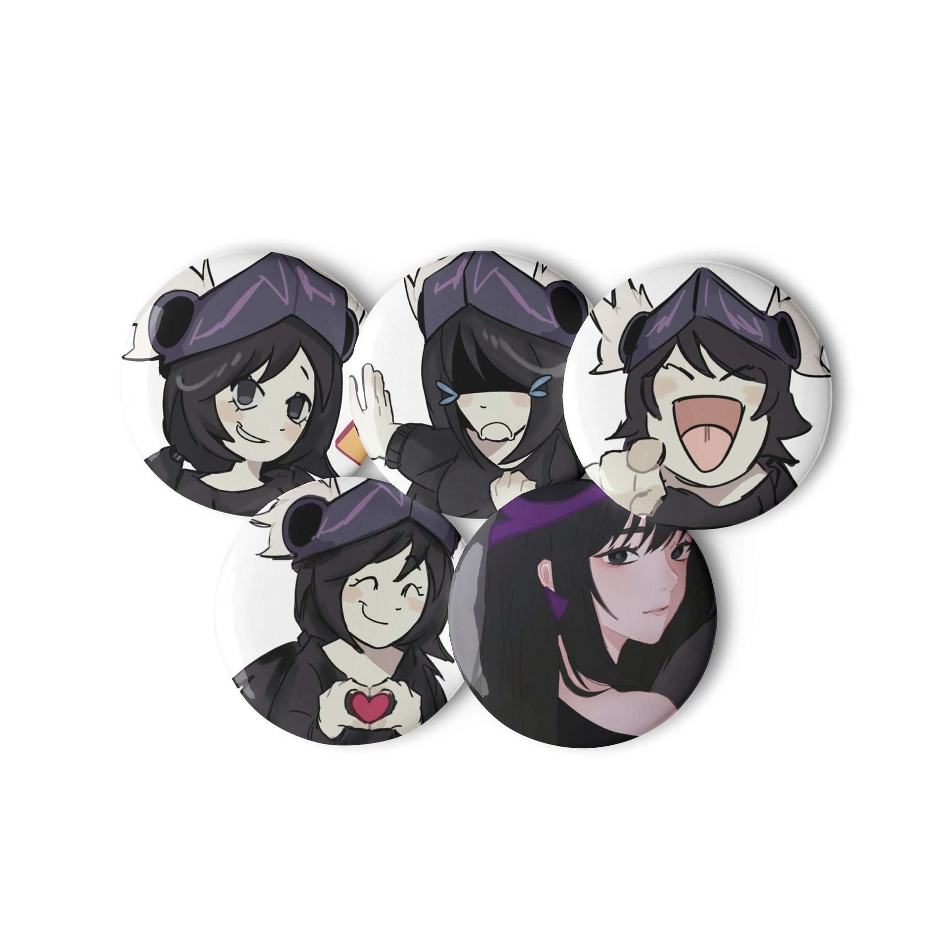 Unozz Pin Set - Set of 5 Aesthetic Anime & Gamer Character Buttons product image (2)