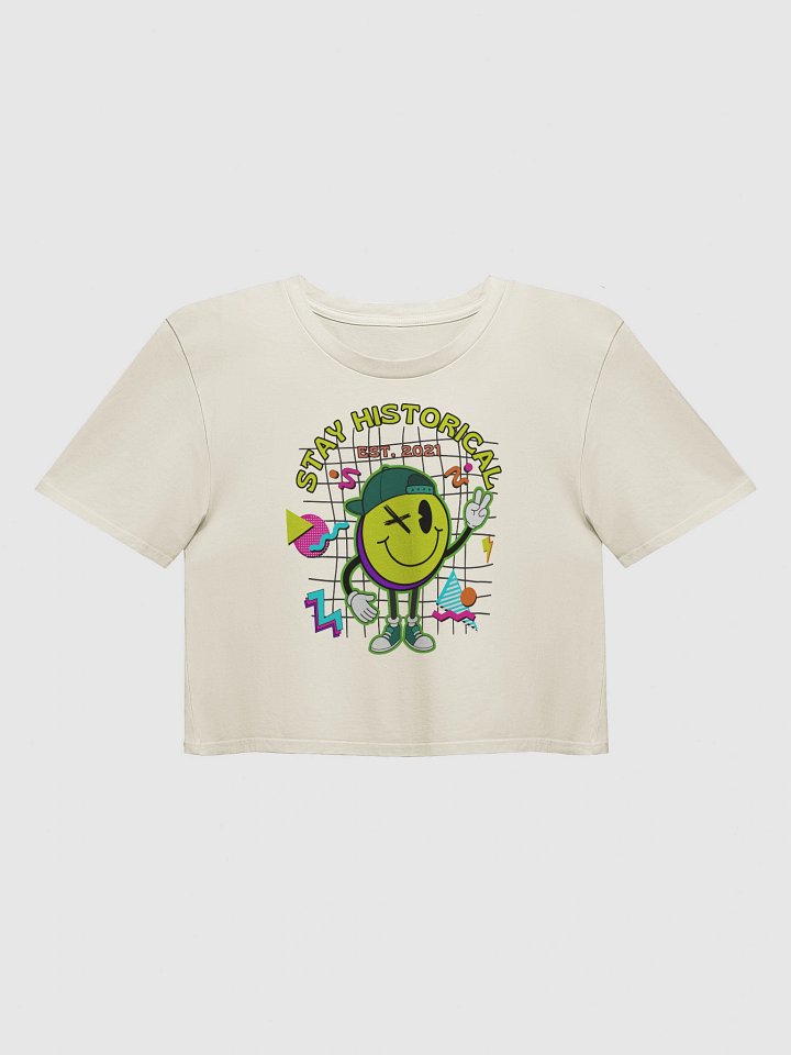 Stay Historical Smiley Crop Top – 90s Retro Soft Cotton Tee product image (1)