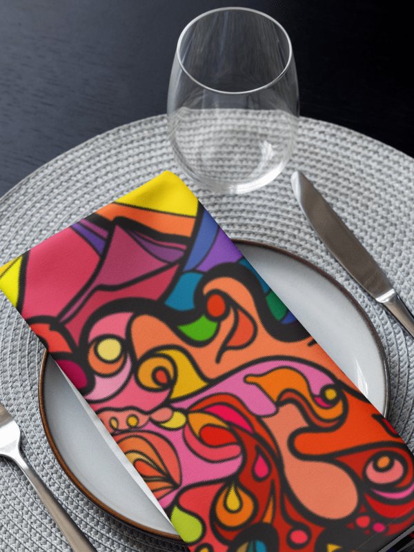 Swirling Spectrum Cloth Napkin Set (4) – Colorful Marine Life product image (6)