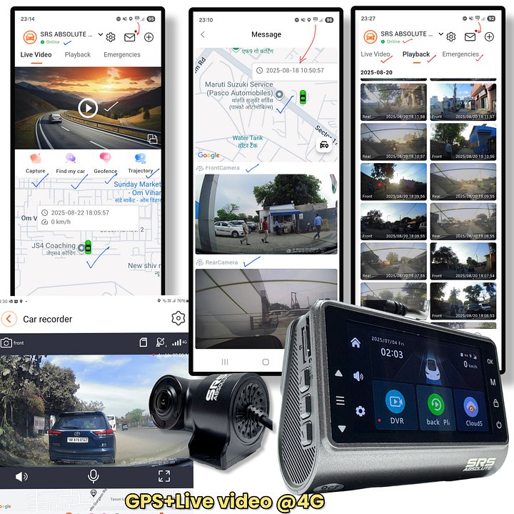 SRS ABSOLUTE Plug/Play 3K 4G Dash Cam| GPS+Live Video Record/Download/Playback/Calling/Zoom| GeoFence TimeLapse|PIP WI-FI HotSpot| G-Sensor/Motion Sensor|1TB MicroSD support-S44GCO product image (2)