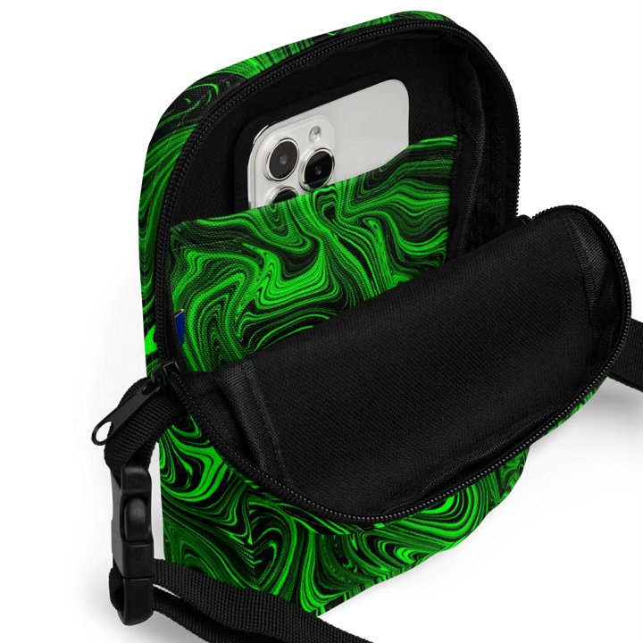 Utility Crossbody Bag - Green and Black Fluid Swirls product image (2)