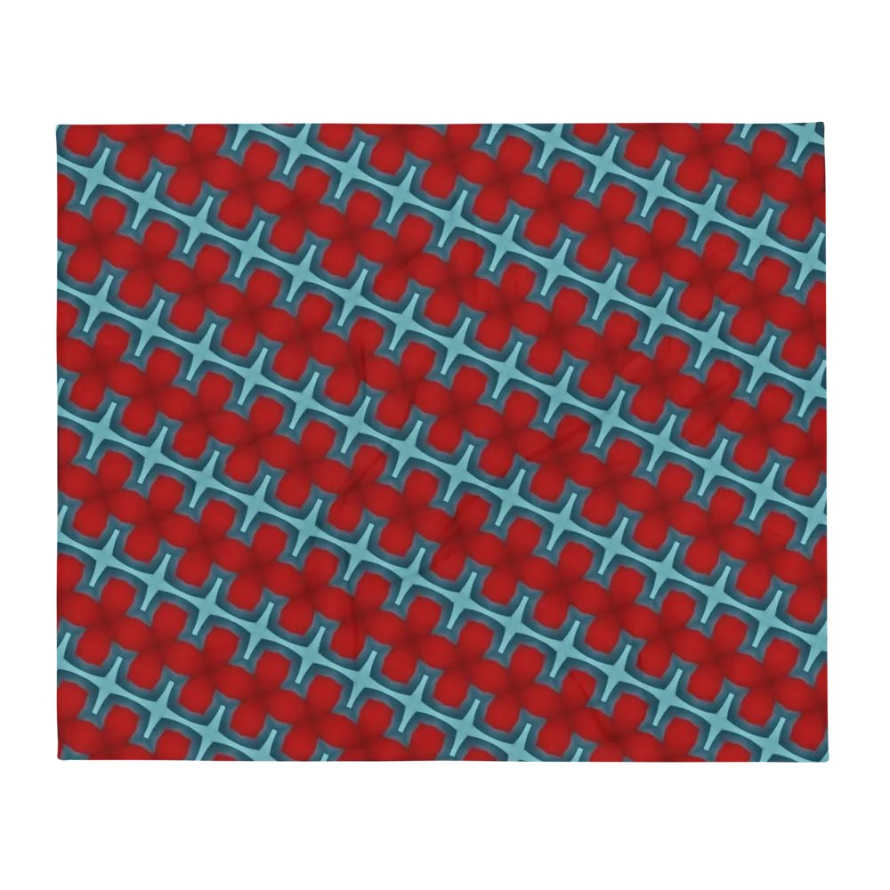 Red & Blue Diagonal Floral Throw Blanket product image (4)