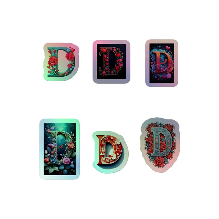 All D's Valentine’s Monogram Holo Sticker Pack product image (2)