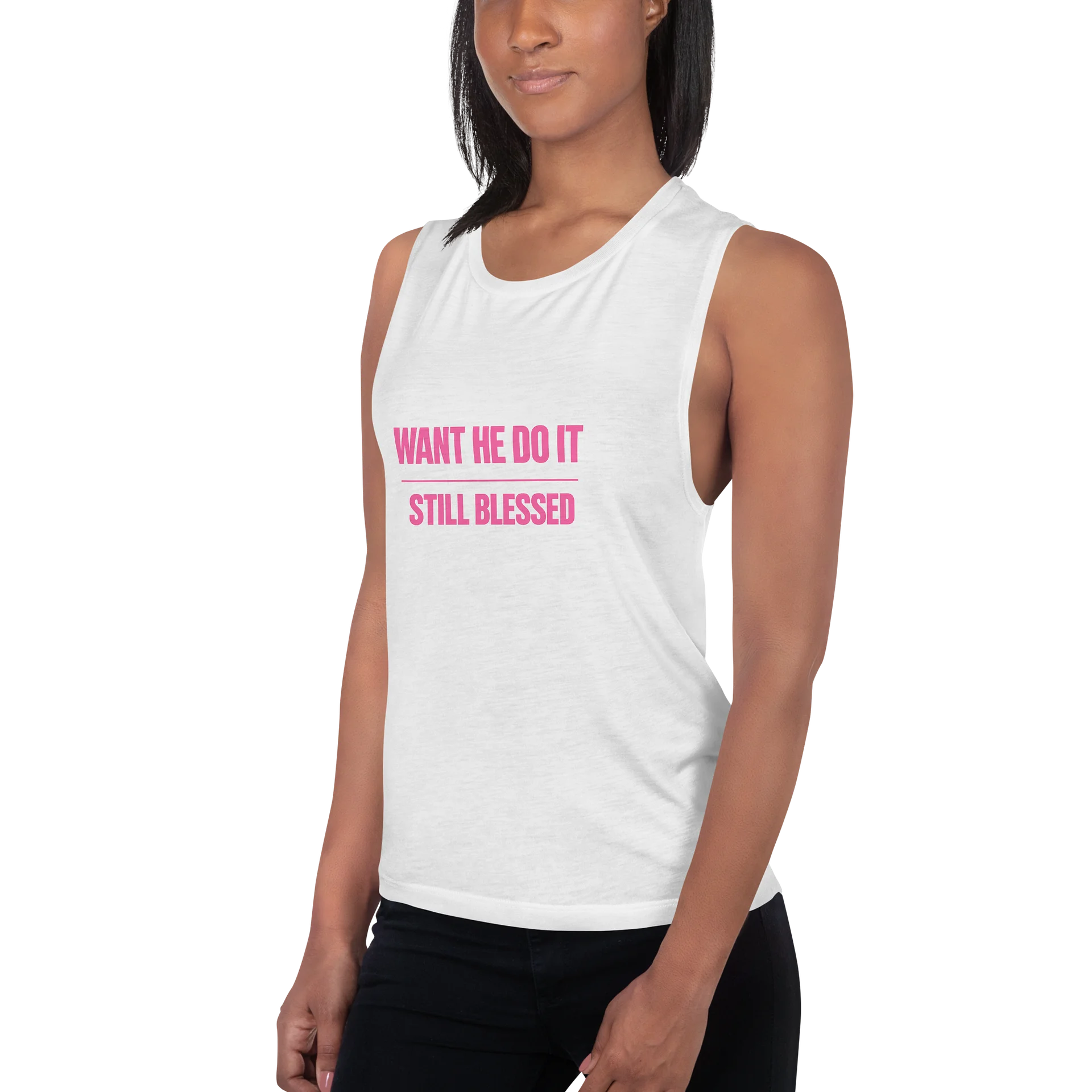 Want He Do It Still Blessed Women's Flowy Tank Top product image (2)