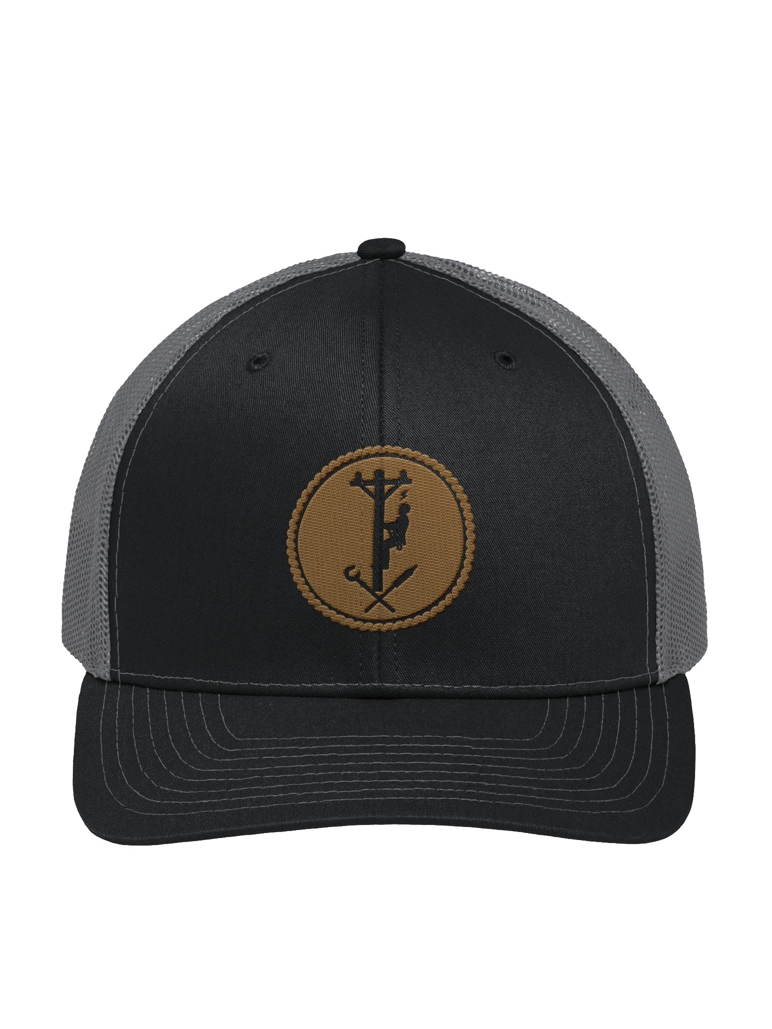 Lineman Leather Patch Hat — Structured Trucker Cap product image (3)
