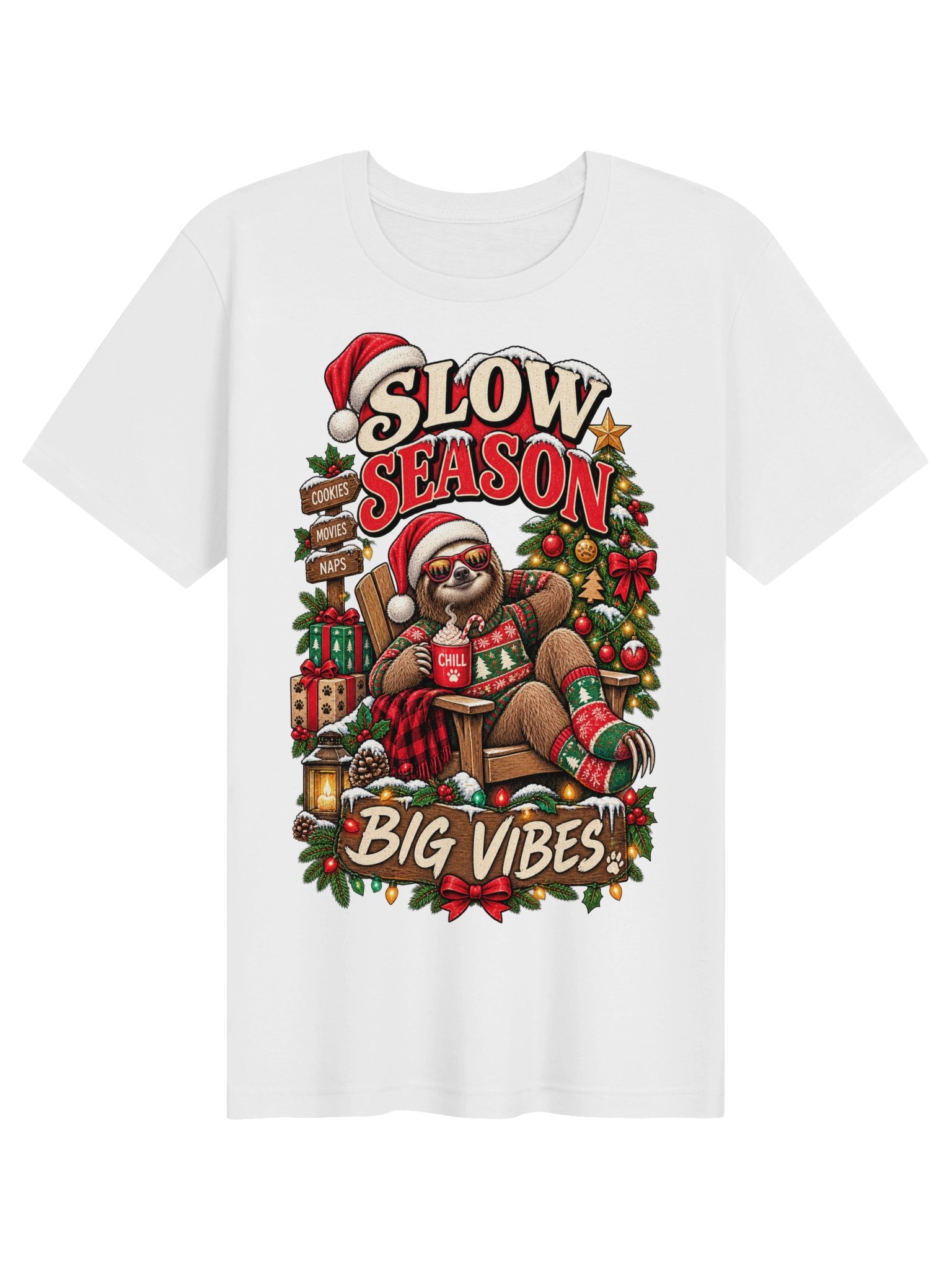 Slow Season Big Vibes Sloth Christmas Shirt | Funny Holiday Sloth Tee product image (2)