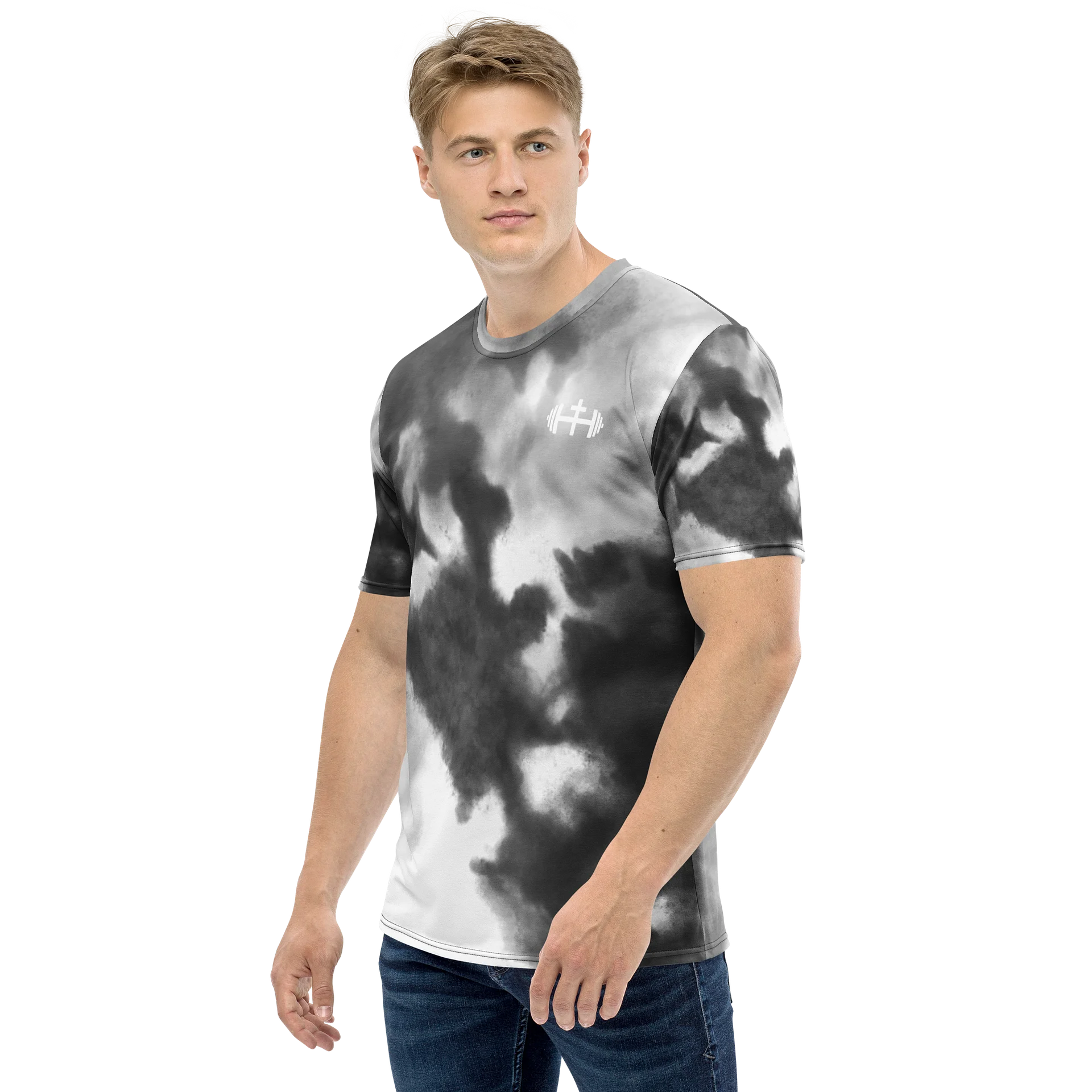 His House Mens Performance T-Shirt - B&W Tie Dye product image (3)