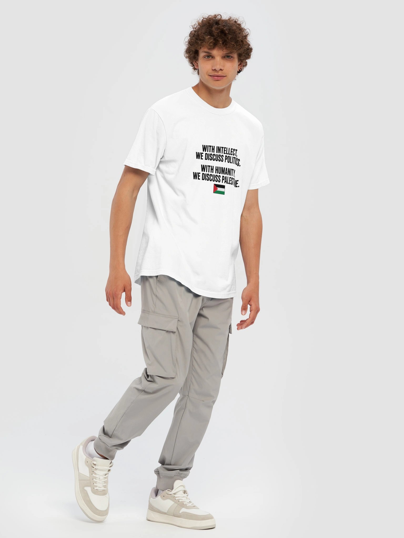 With Humanity, We Discuss Palestine T-Shirt 🇵🇸 white product image (11)