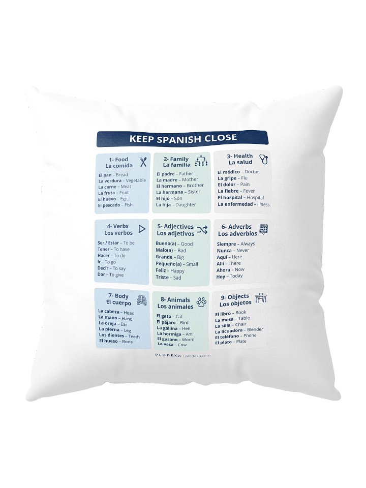 Keep Spanish Close: Over 50 Spanish Words Pillow product image (1)