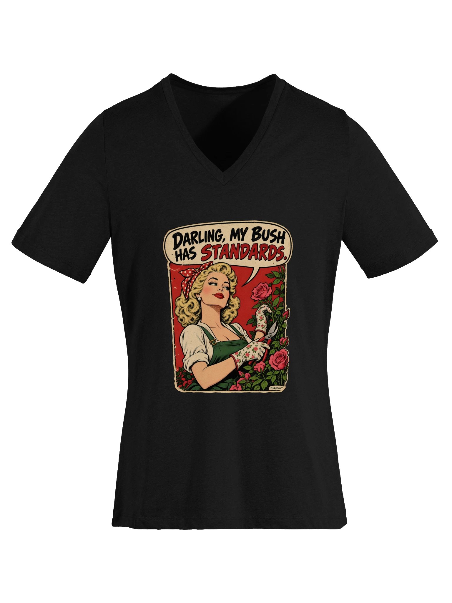 Darling, My Bush Has Standards Pin-Up V-Neck Tee product image (36)