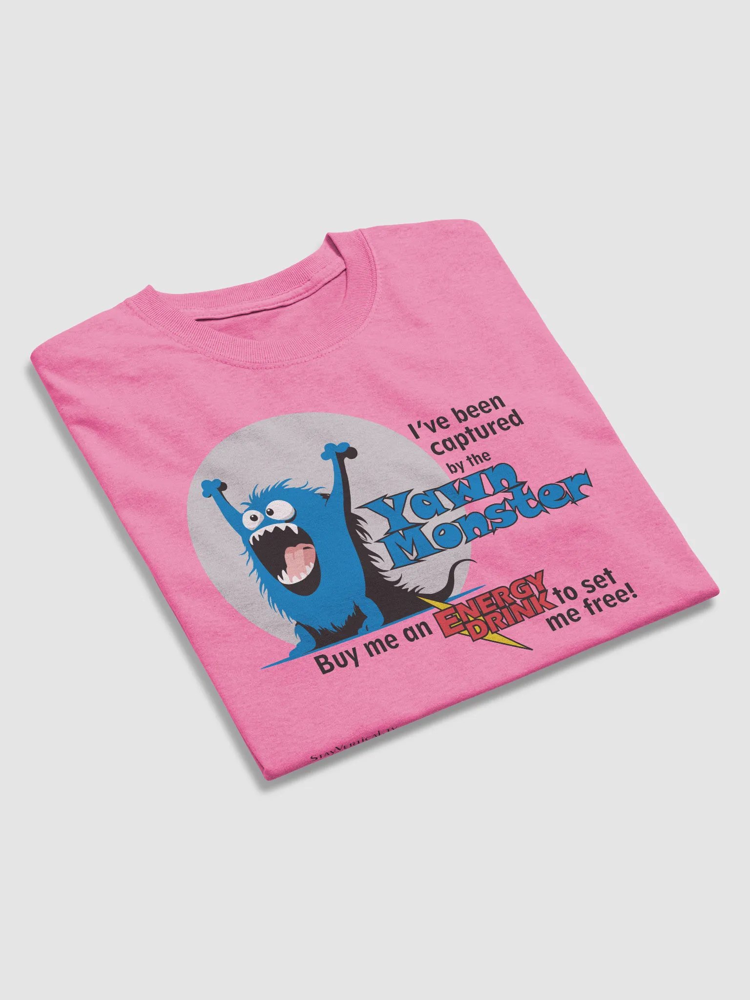 Blue Yawn Monster Buy Me a Energy Drink light color t-shirt product image (15)