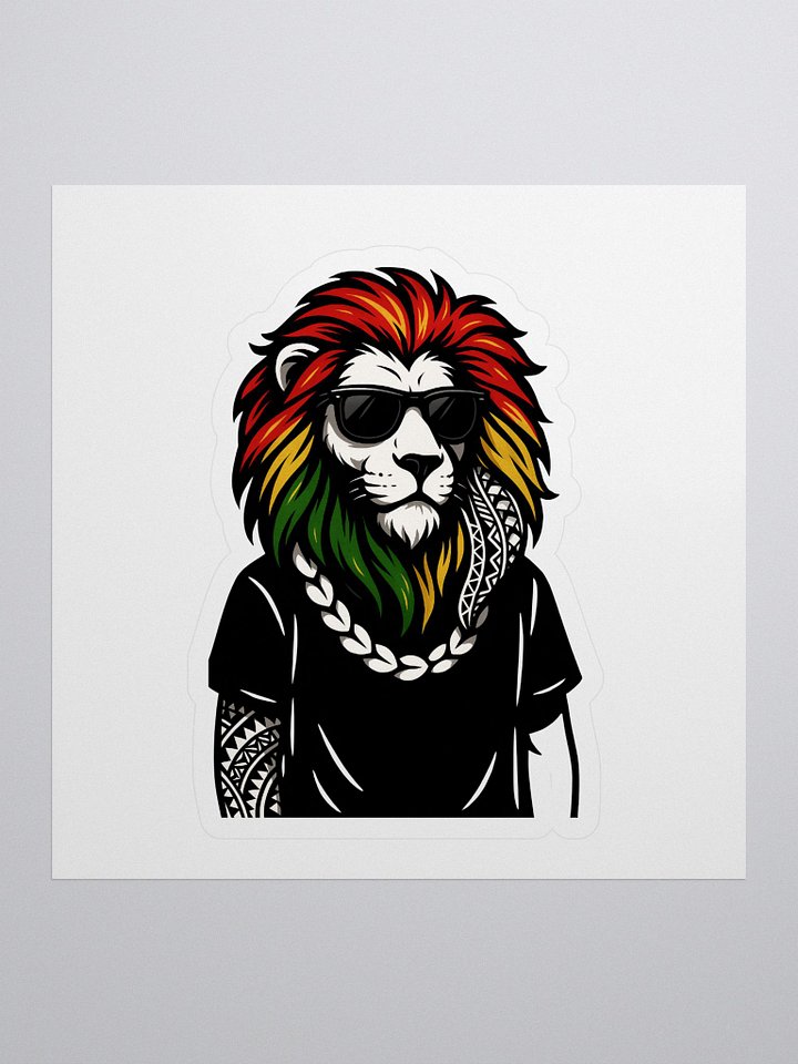 Reggae Lion Head Kiss-Cut Sticker – Rasta Colors with Polynesian Tribal Design | Samoan Island Vibes by ASP Apparel product image (1)