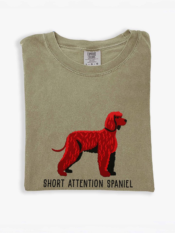 Short Attention Spaniel T-Shirt(Embroidered) of an Irish Water Spaniel product image (2)