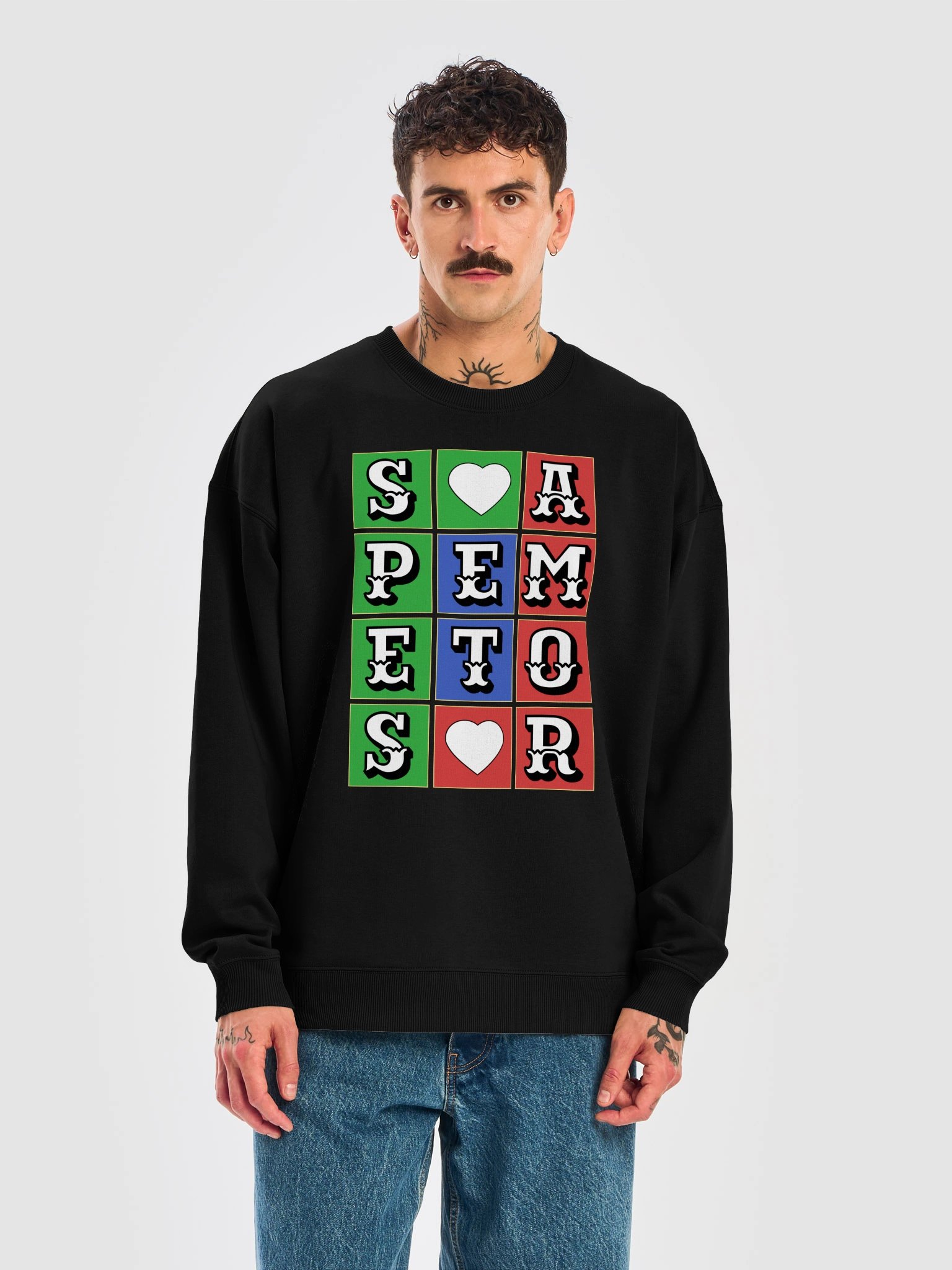 Hope and Love In Latin Quote Unisex Organic Cotton Blend Oversized Graphic Sweatshirt product image (5)