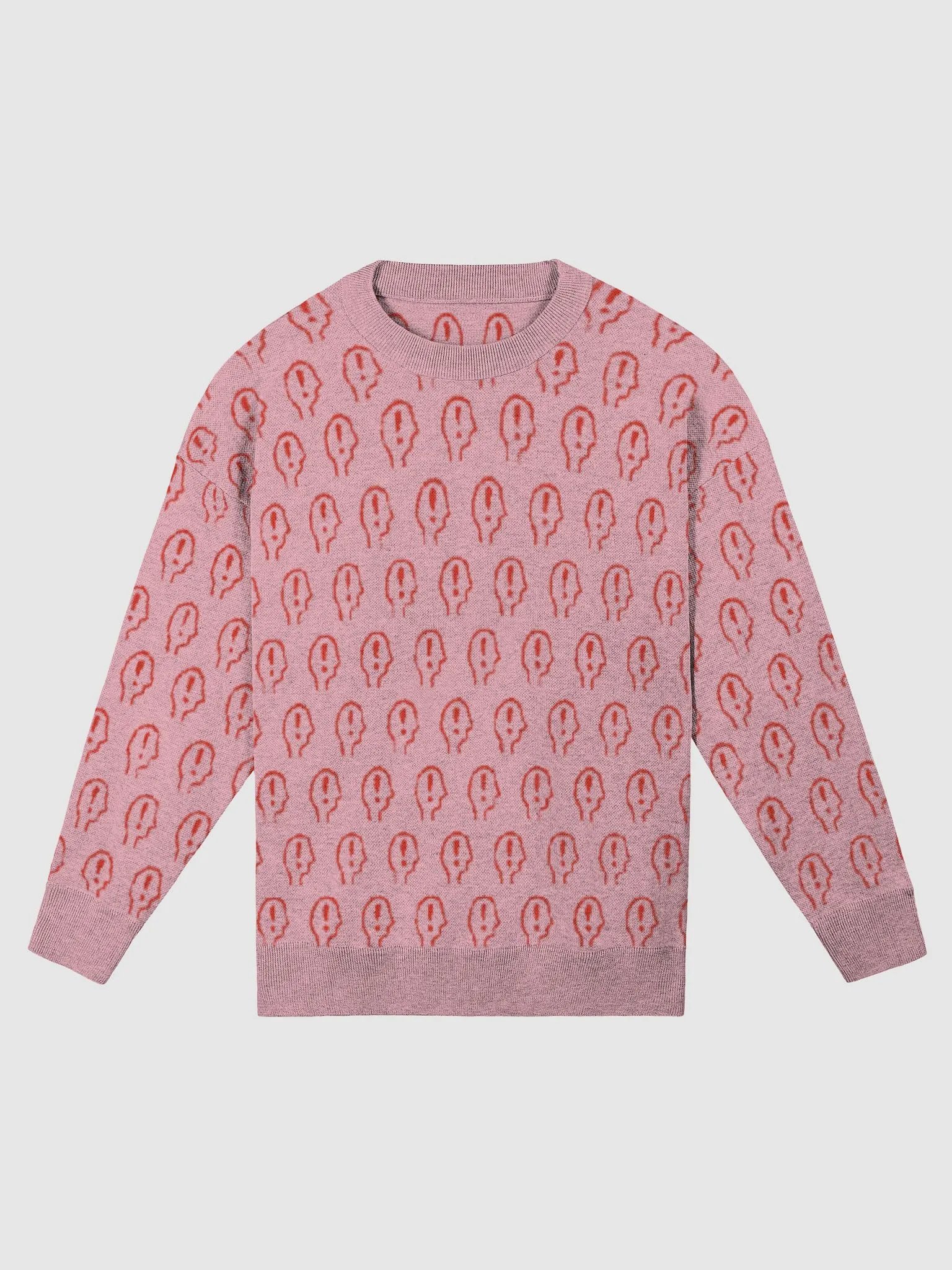 EXCLAIMING MENTALLY (repeating design, pink and red) relaxed knitwear crewneck product image (4)
