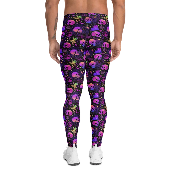 Comfortable Men’s Leggings in Bold Neon Skulls product image (2)