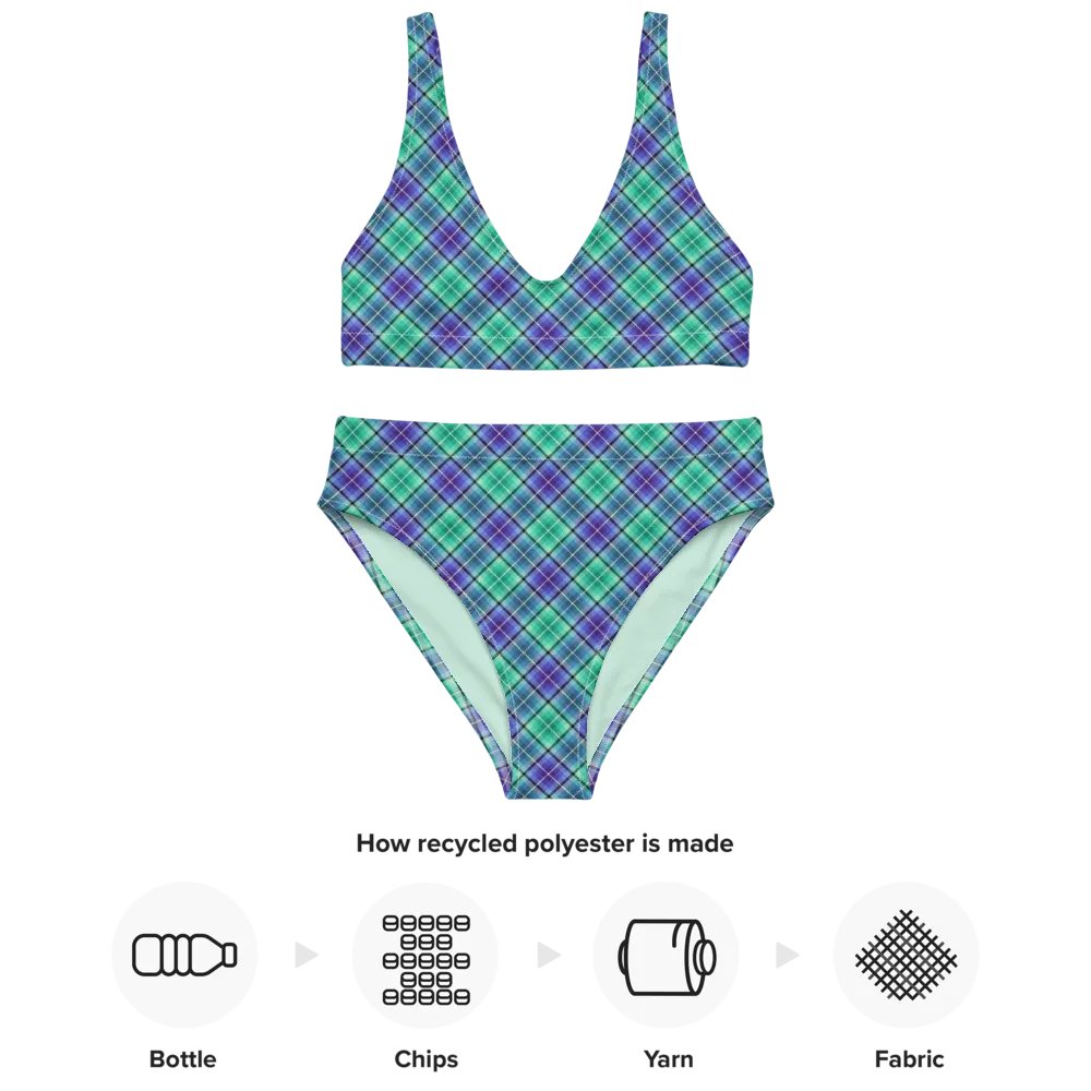 Bright Green and Purple Plaid Bikini product image (10)