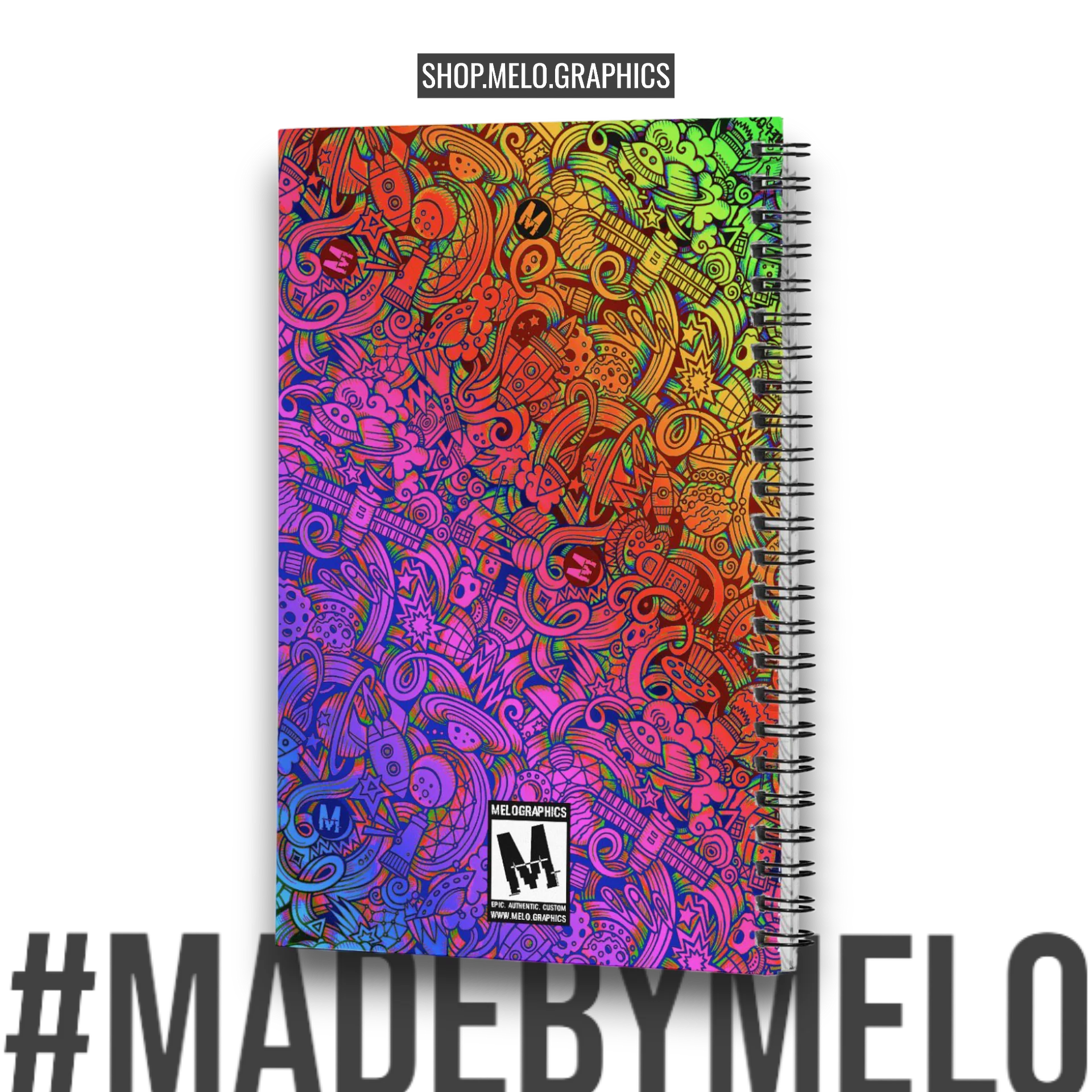 Rainbow Space Scribble Spiral Notebook - 5.5X8.5