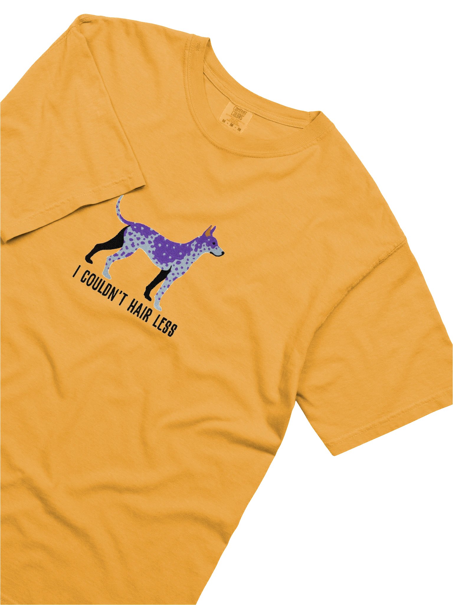 I Couldn't Hair Less T-Shirt(Embroidered) of a Mexican Hairless Dog/Xoloitzcuintli(Gray) product image (8)