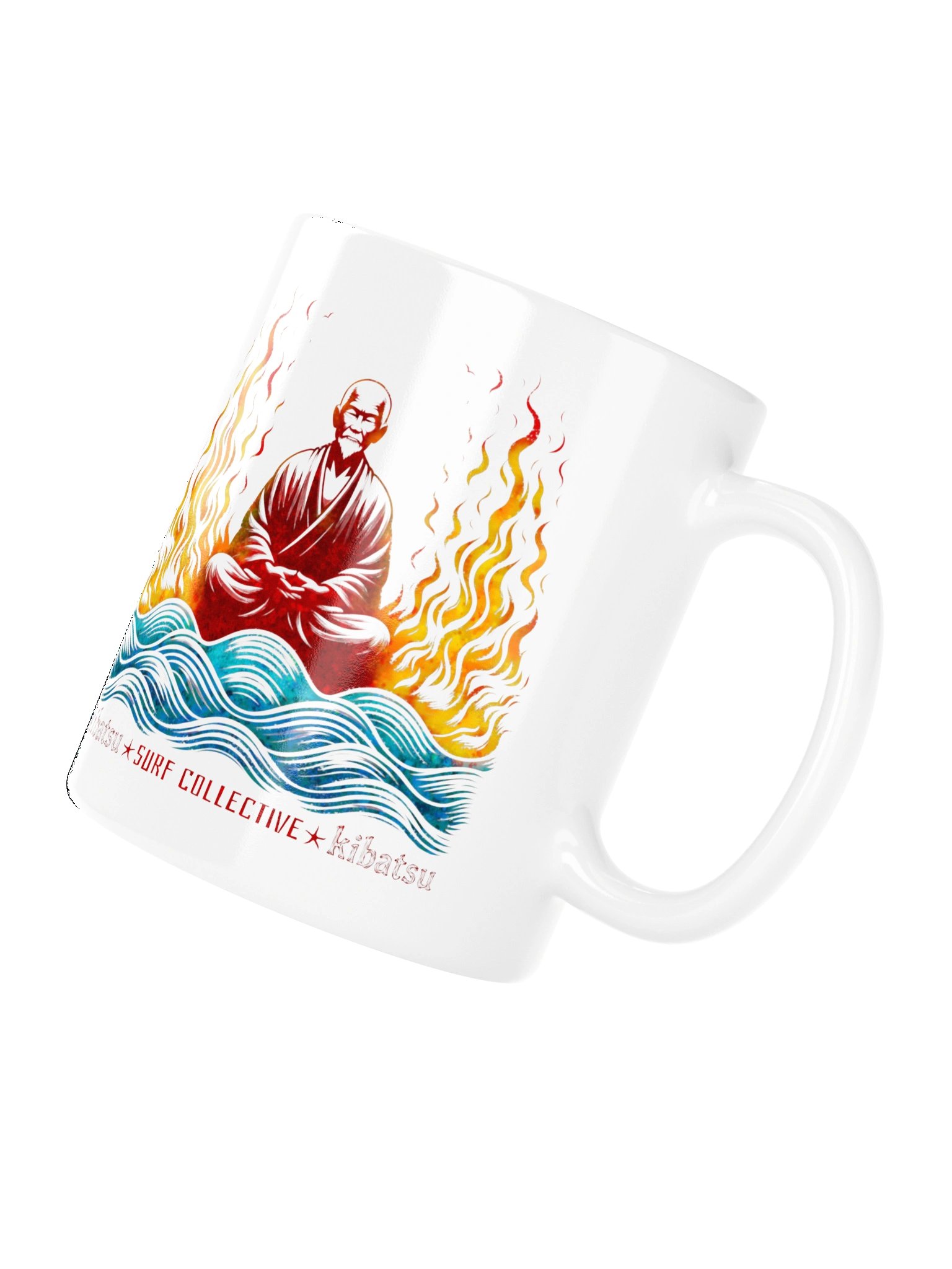 Kibatsu Surf Collective Fire Monk Ocean Zen White Mug product image (11)