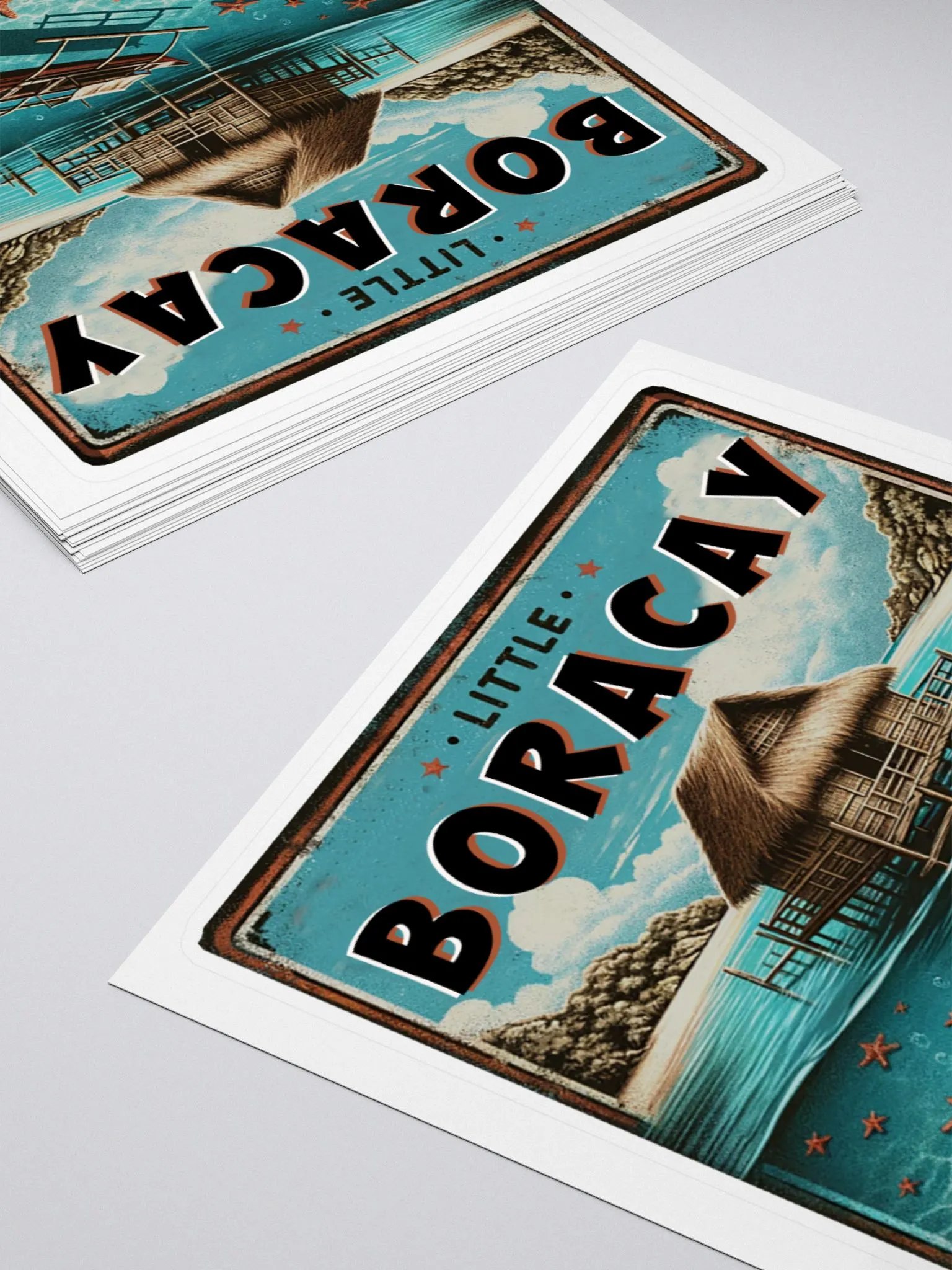 Little Boracay Sticker, Floating Cottage Balsa and Filipino Boat Bangka with Starfish, Calatagan Batangas product image (10)