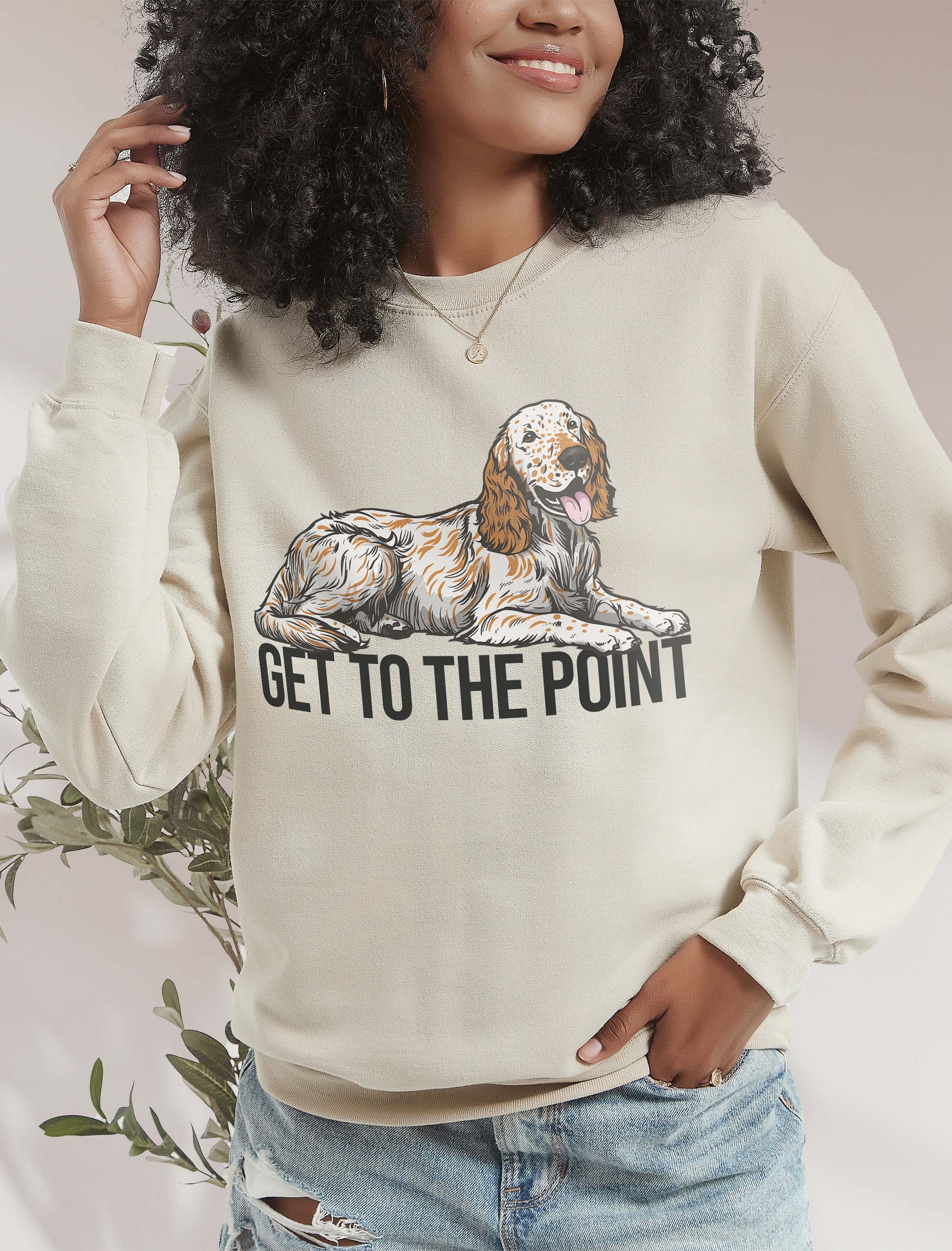 Get to the Point Sweatshirt of an English Setter (Orange) | Funny Shirt for English Setter Paw-rents product image (2)