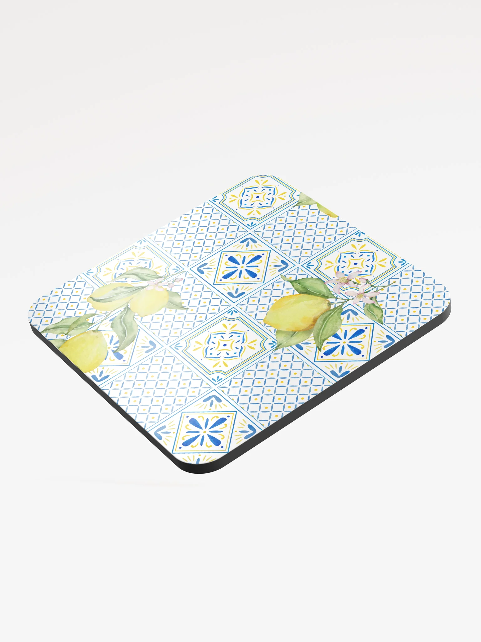 Mediterranean Lemon Tile Glossy Drink Coaster product image (3)