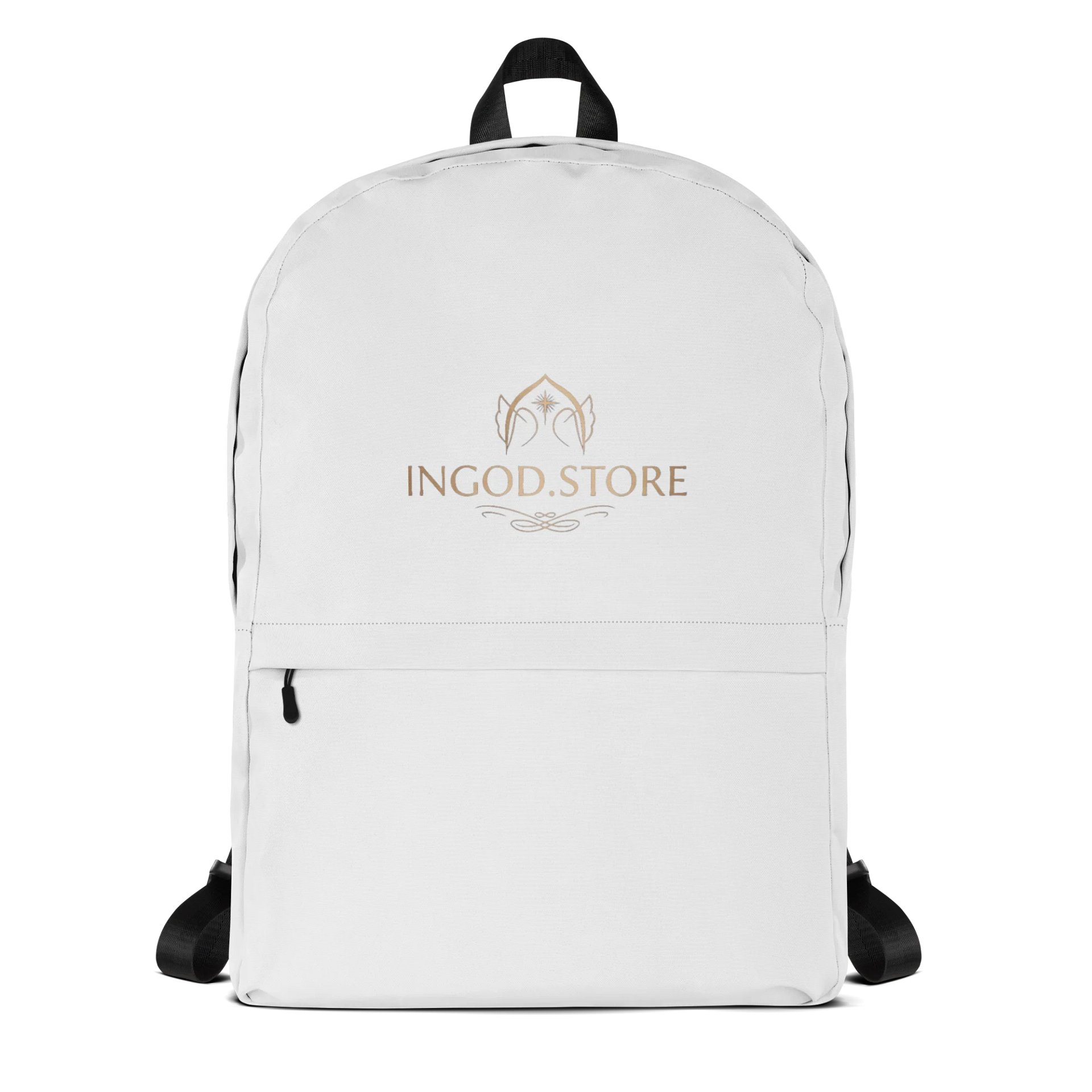 INGOD.STORE "Journey in Faith" Backpack - White Christian Daypack with Inside Pocket, Versatile Scripture-Inspired Bag for School, Travel & Church product image (1)