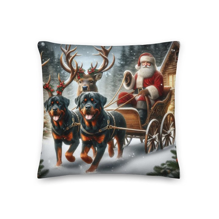 Rottweiler Santa Sleigh Pillow product image (1)
