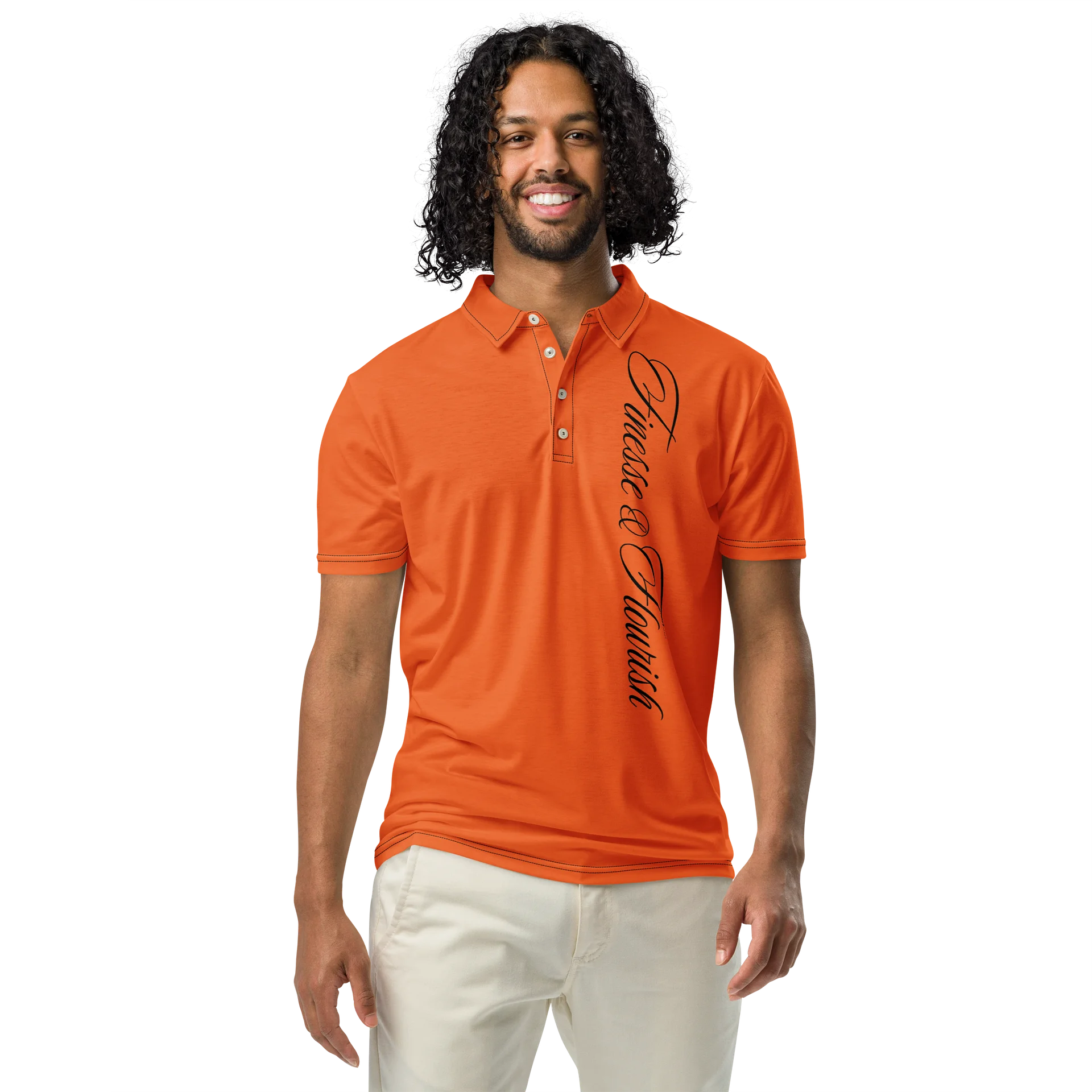 F&F Left Script Slim Fit Polo Shirt (ORG) product image (3)