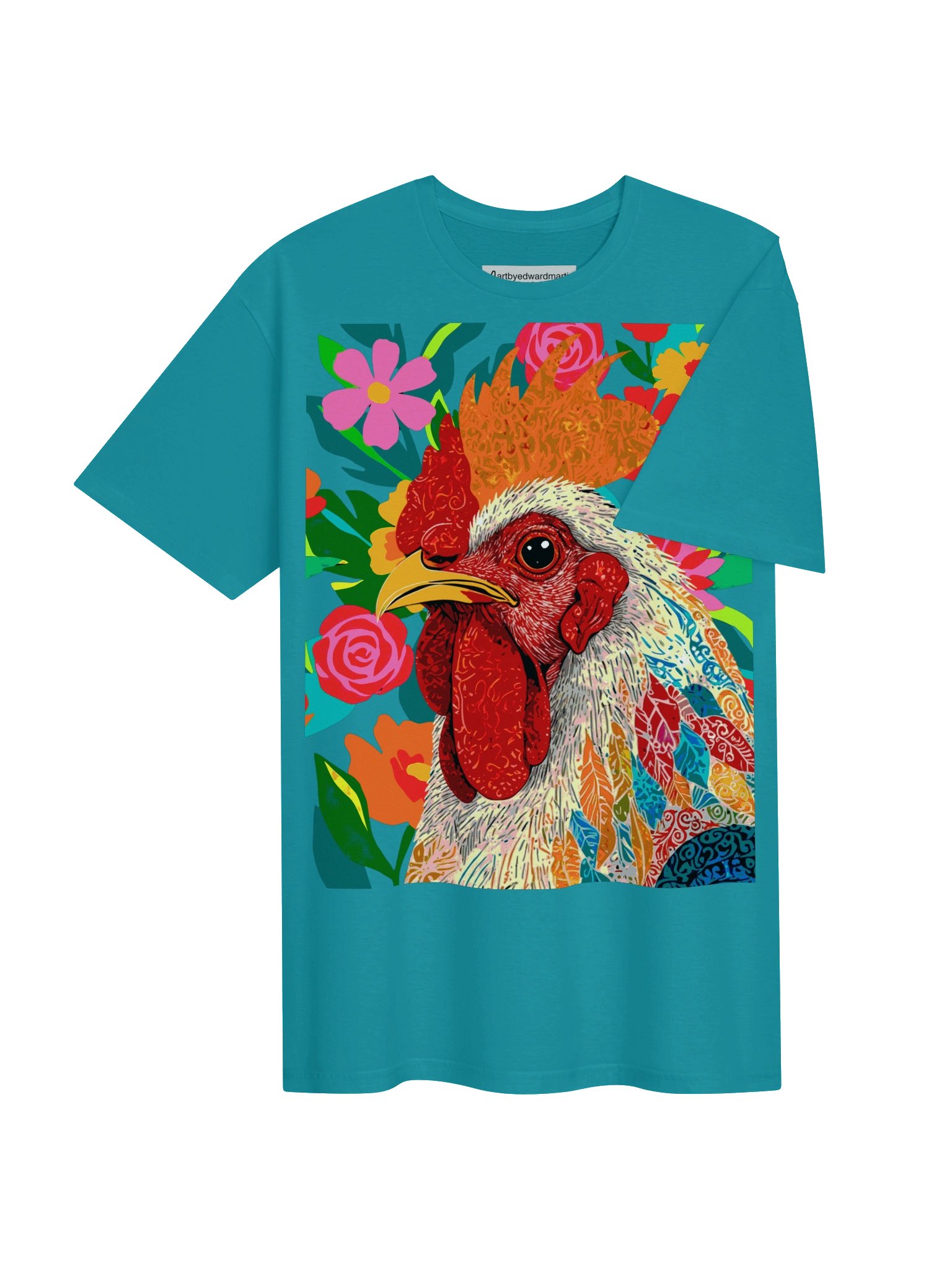 Colorful Floral Rooster T-Shirt product image (46)