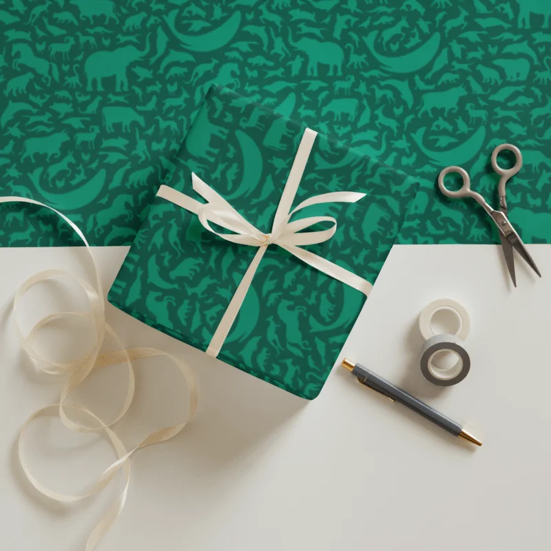 Wrapping paper sheets - Animal pattern green product image (1)